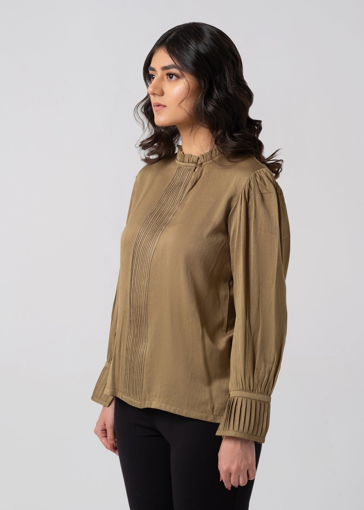 cotton silk Top in Brown