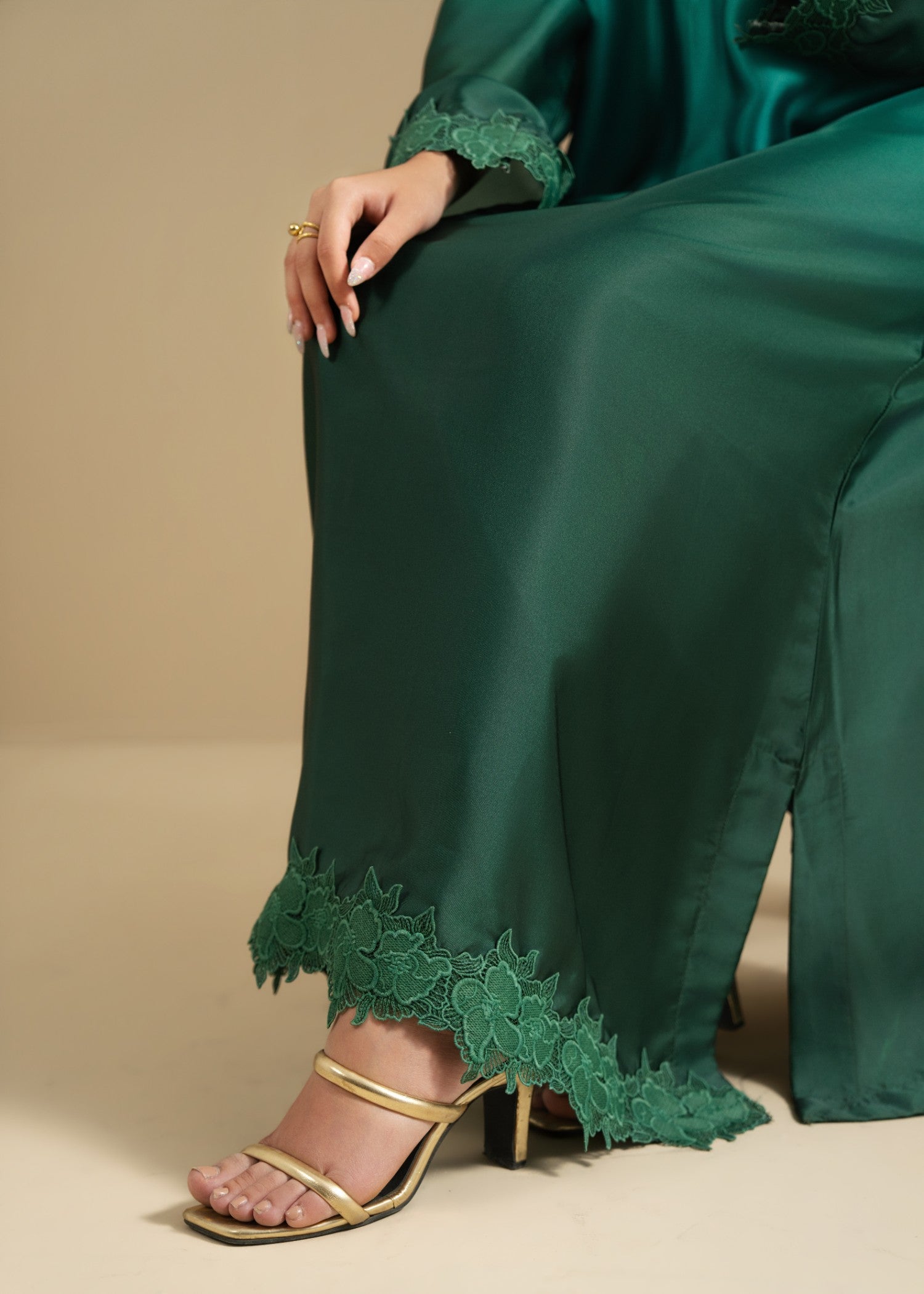 silk Kurta Set in Green