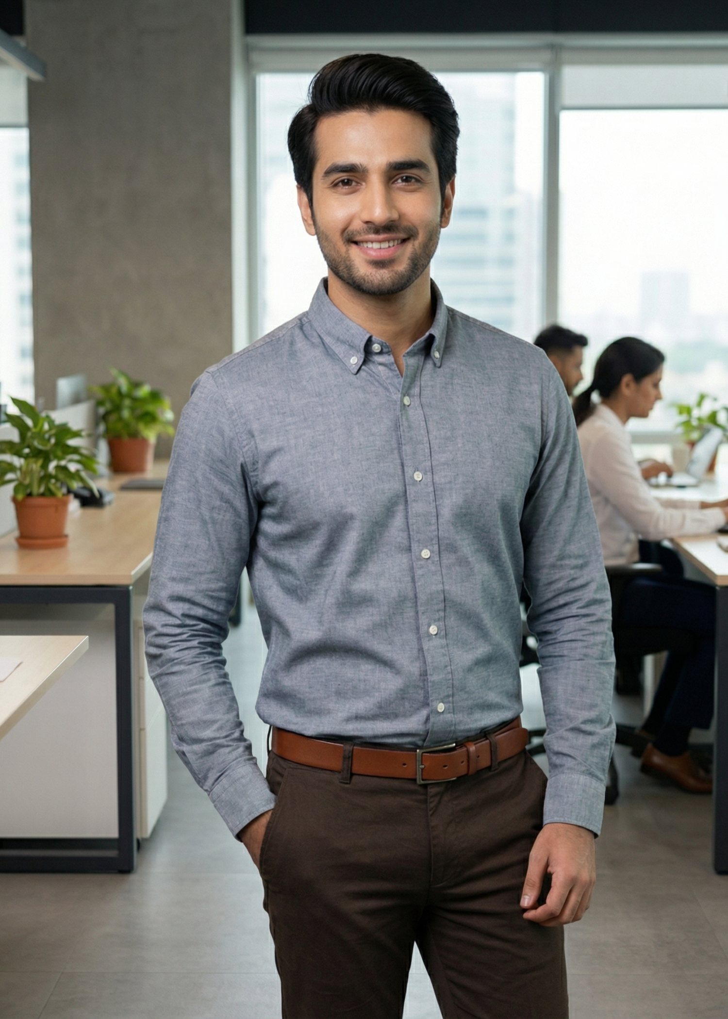 cotton Formal Shirt in Sapphire blue