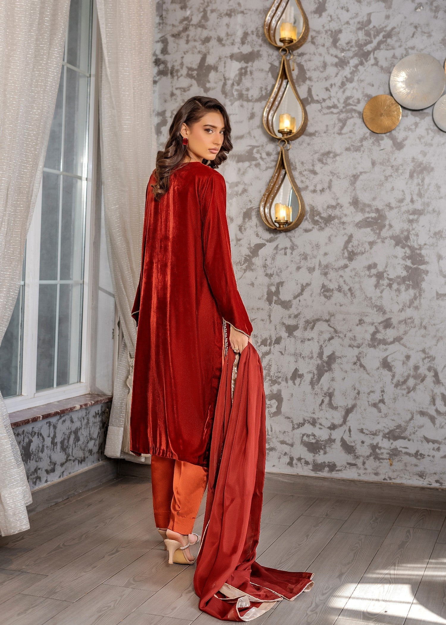 velvet Gown in Blood red