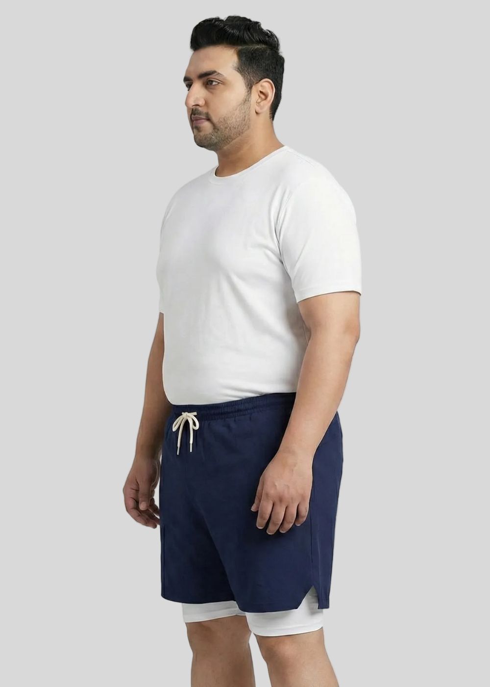 polyester Shorts in Navy blue, white