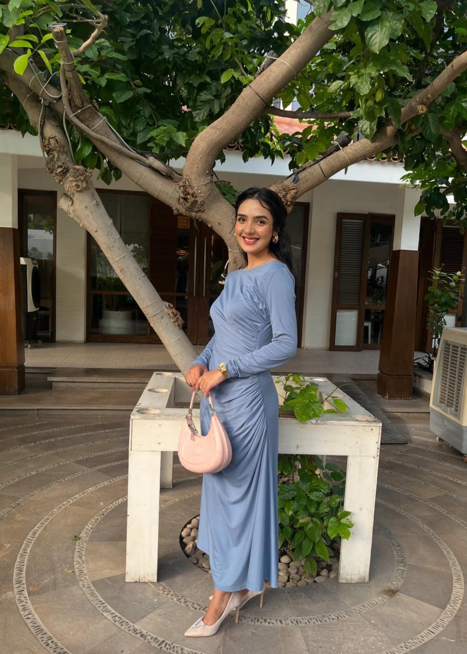 polyester Dress in Ice blue