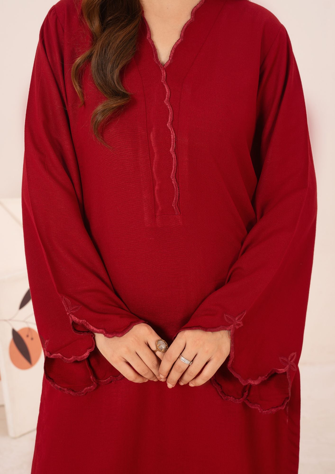 silk karandi Kurta Set in Maroon