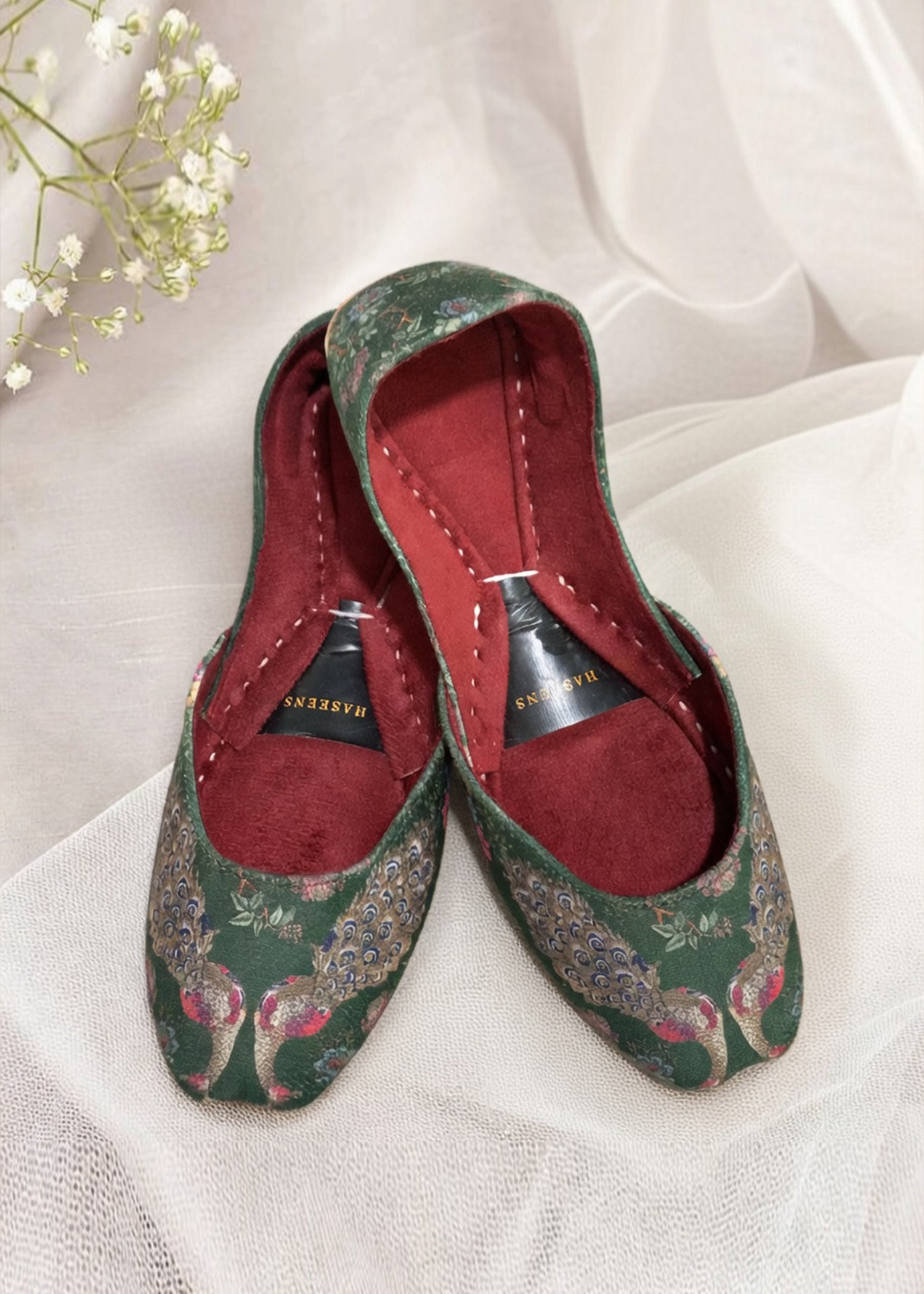 Khussa in Parrot green by - High Quality Women Khussa QNS8977
