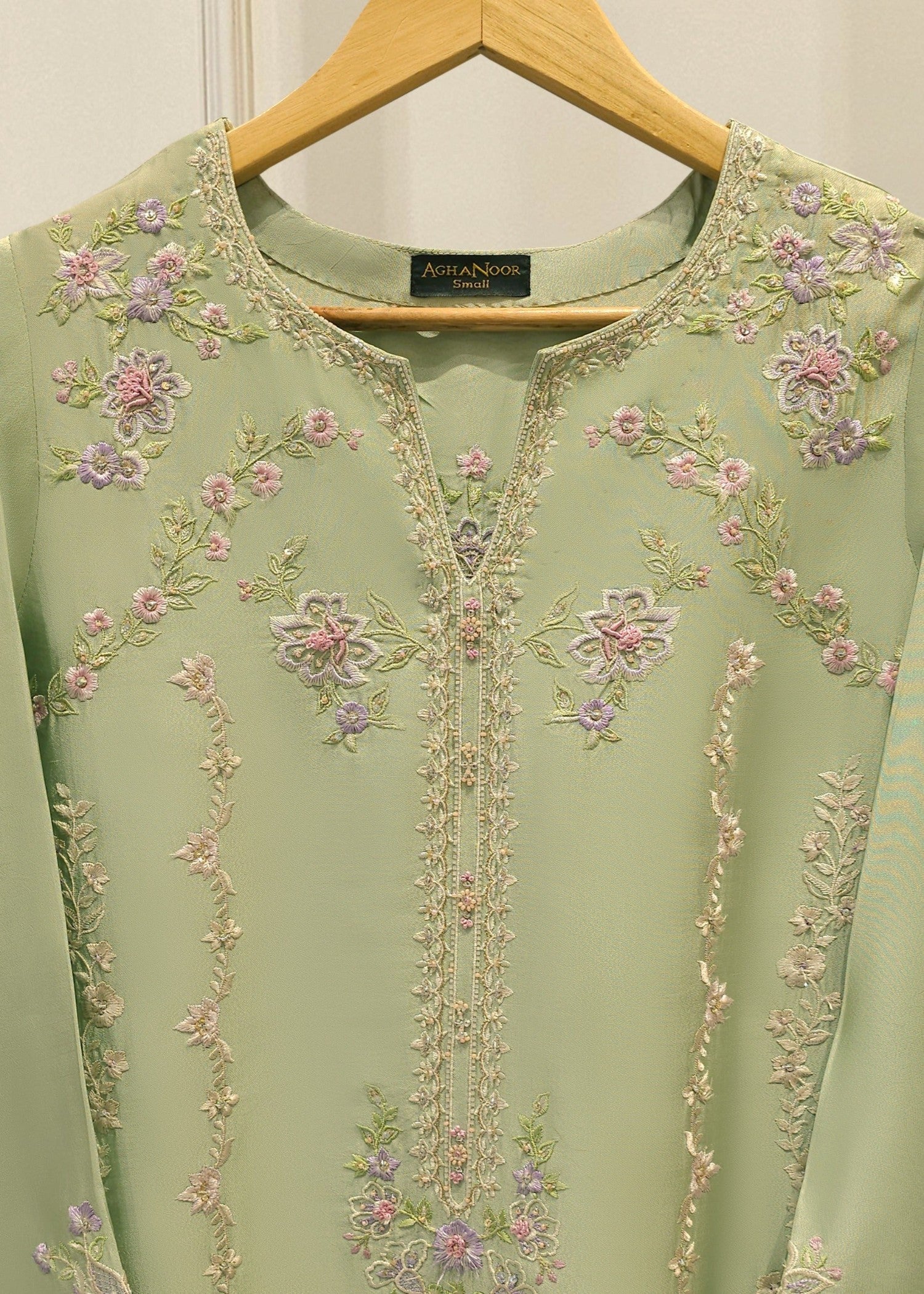 silk Kurti in Pistachio green