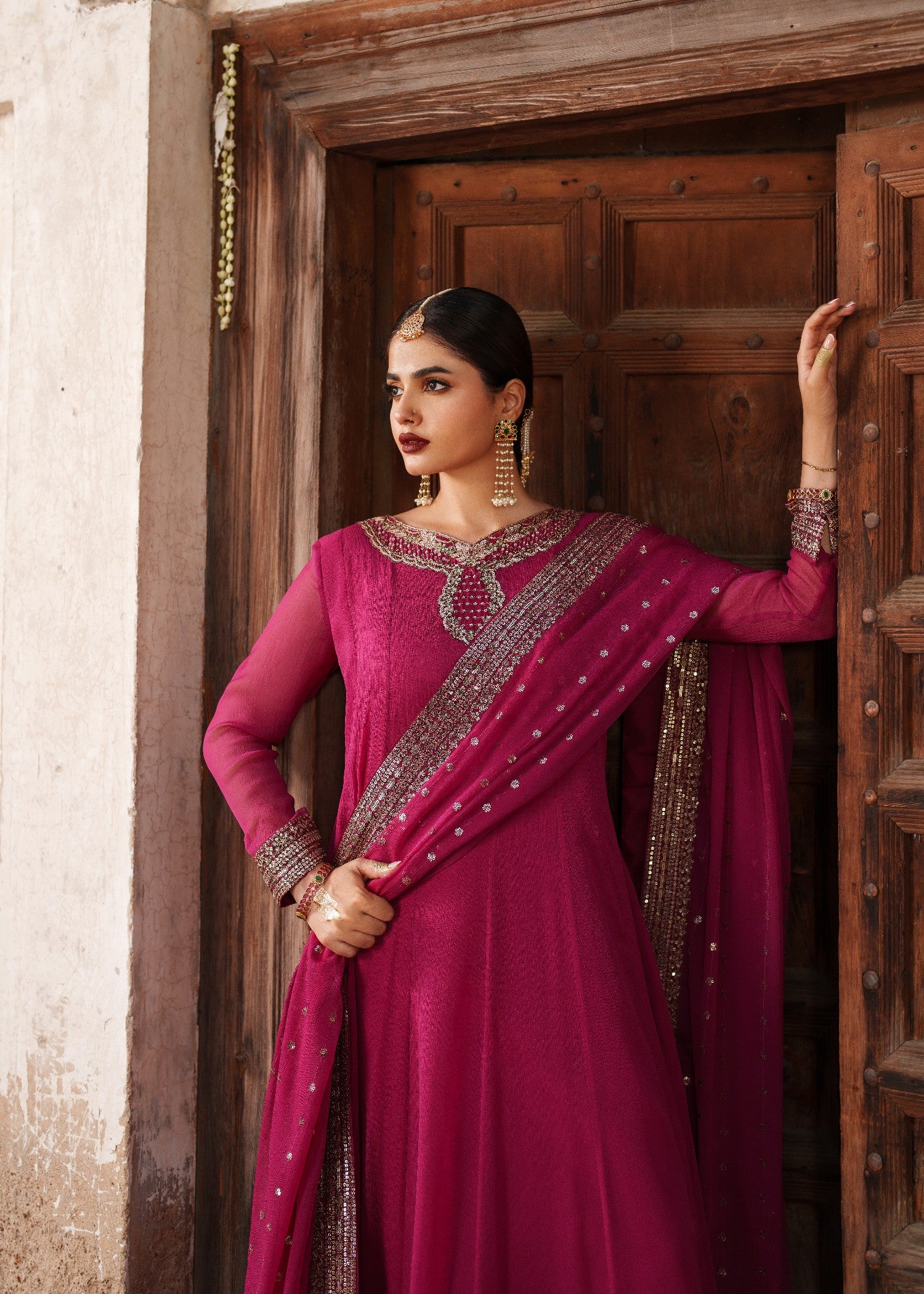 crinkle chiffon Maxi in Magenta haze