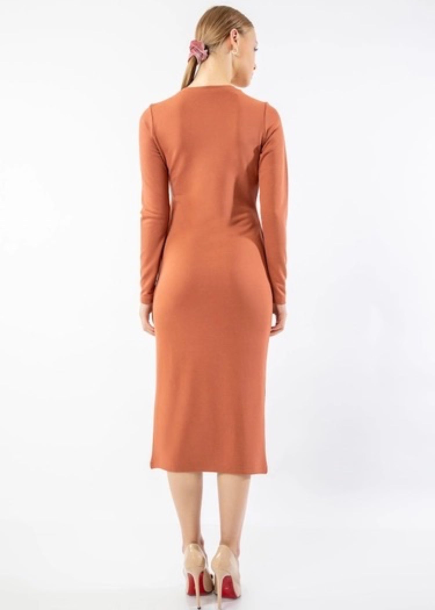cotton jersey Dress in Sand brown
