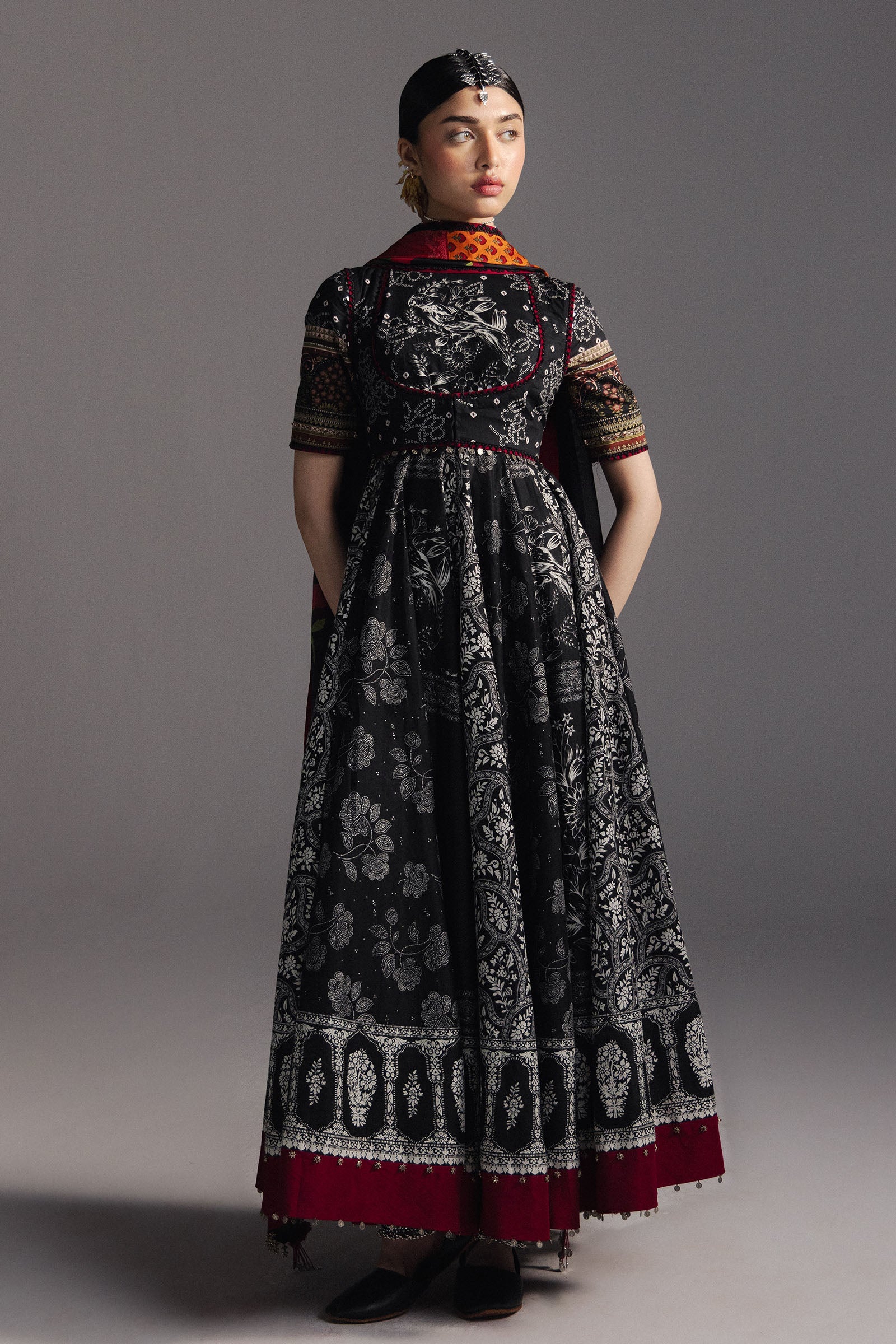Anarkali Festive Luxury Lawn – Surkh Bahar-D1
