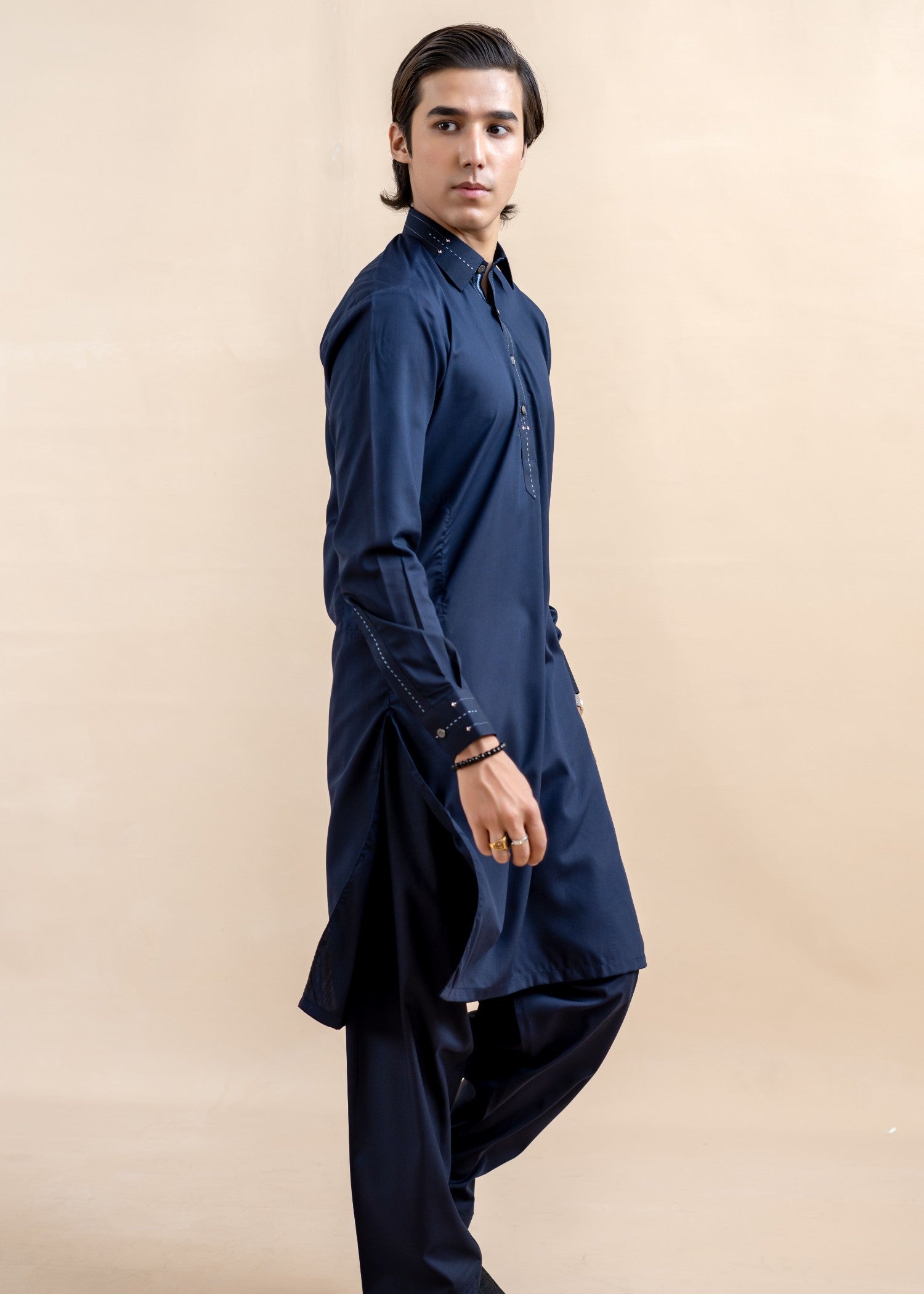 wash & wear Shalwar Kameez in Blue by Ahmad Raza