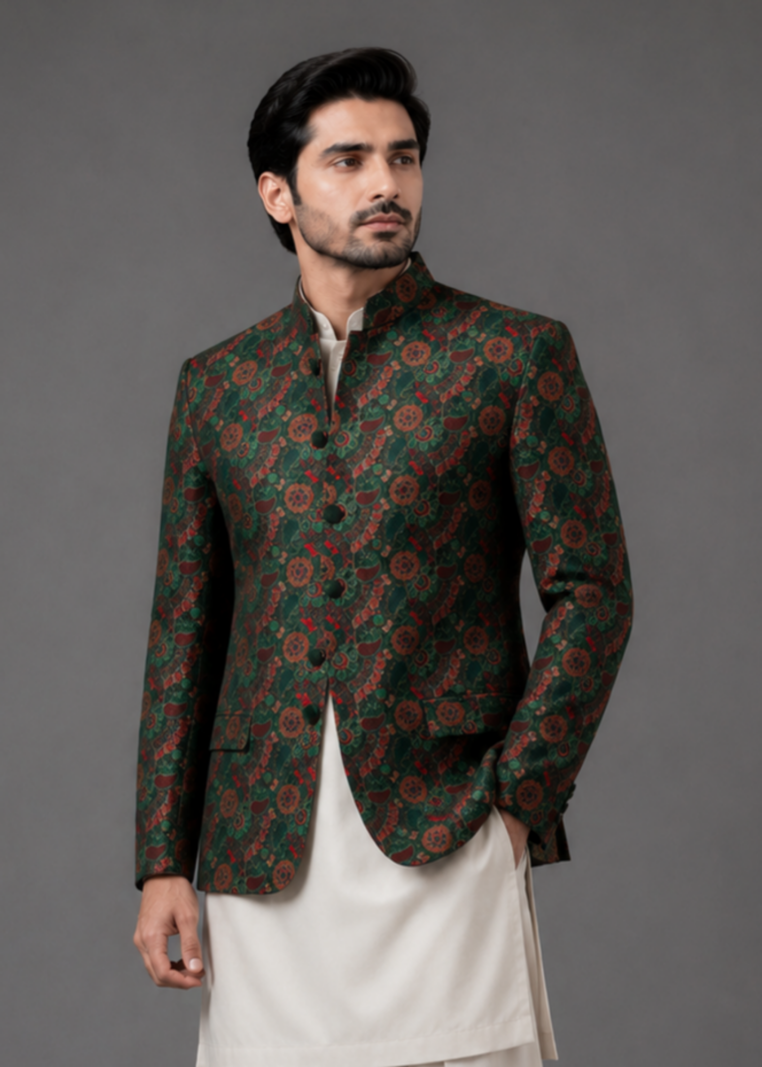 velvet Prince Coat in Green