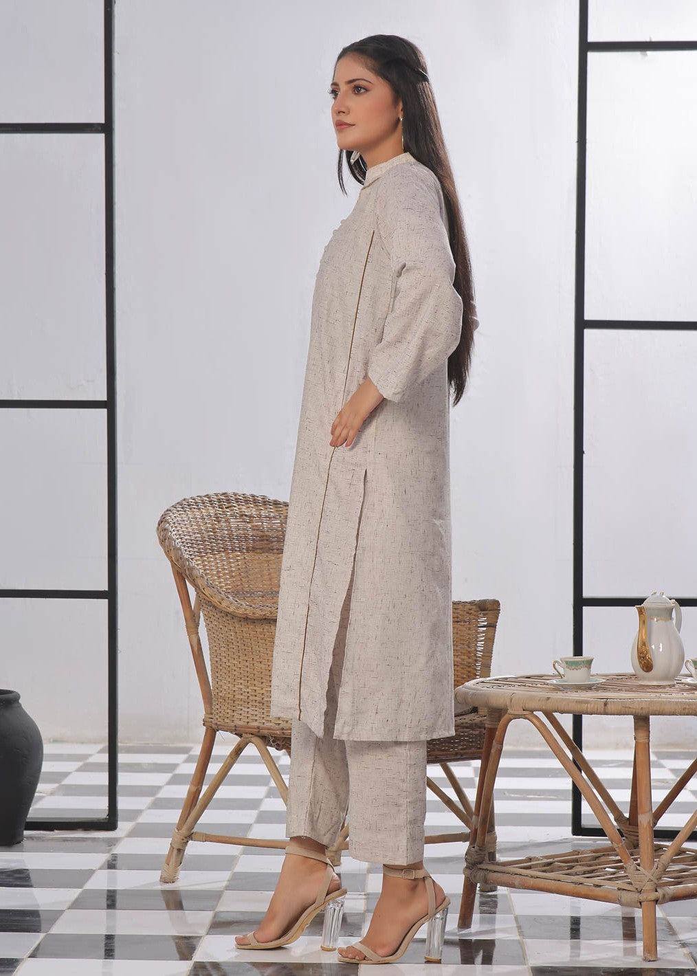 wash & wear Kurta Set in Grey
