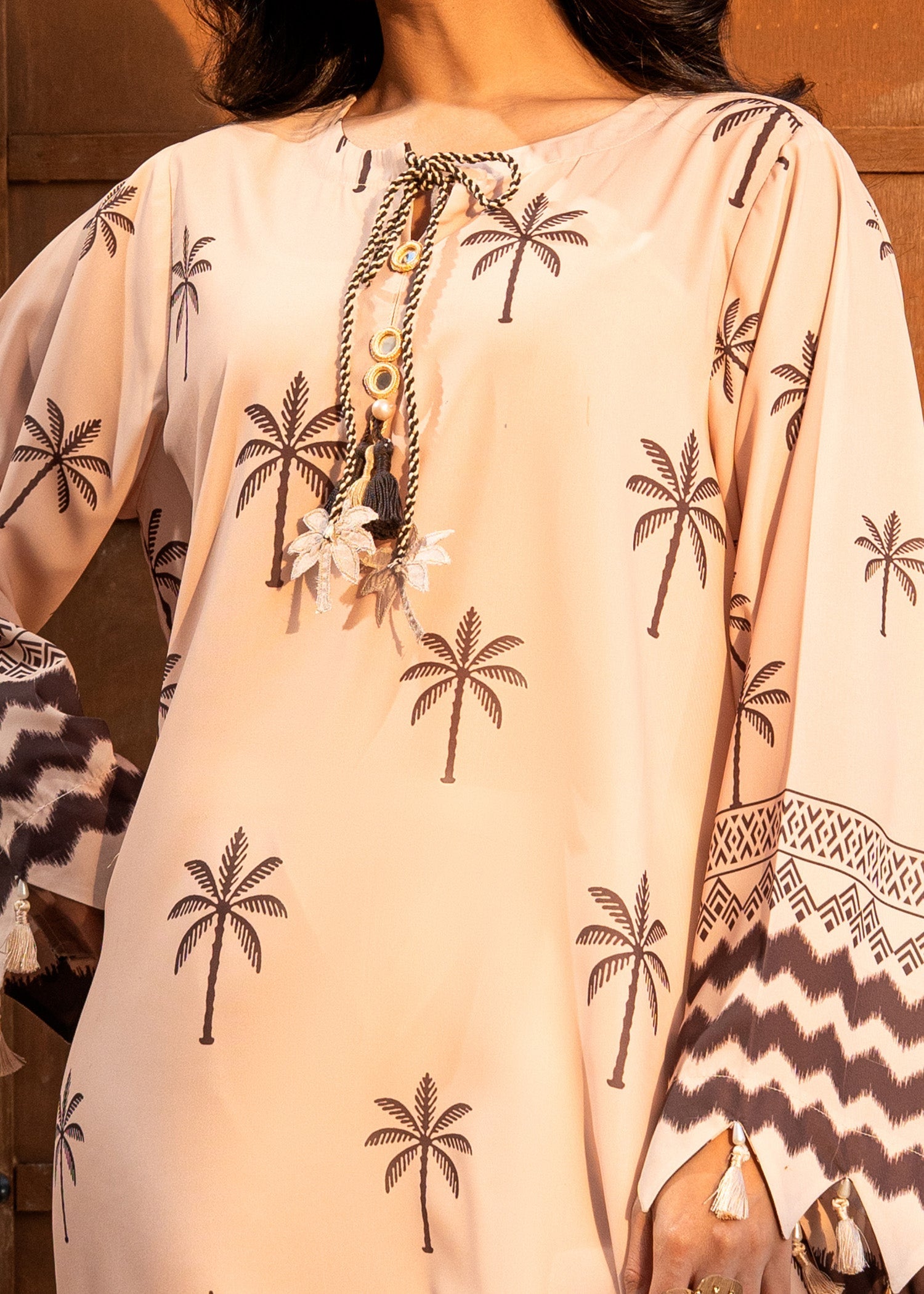 crepe Kaftan in Cream