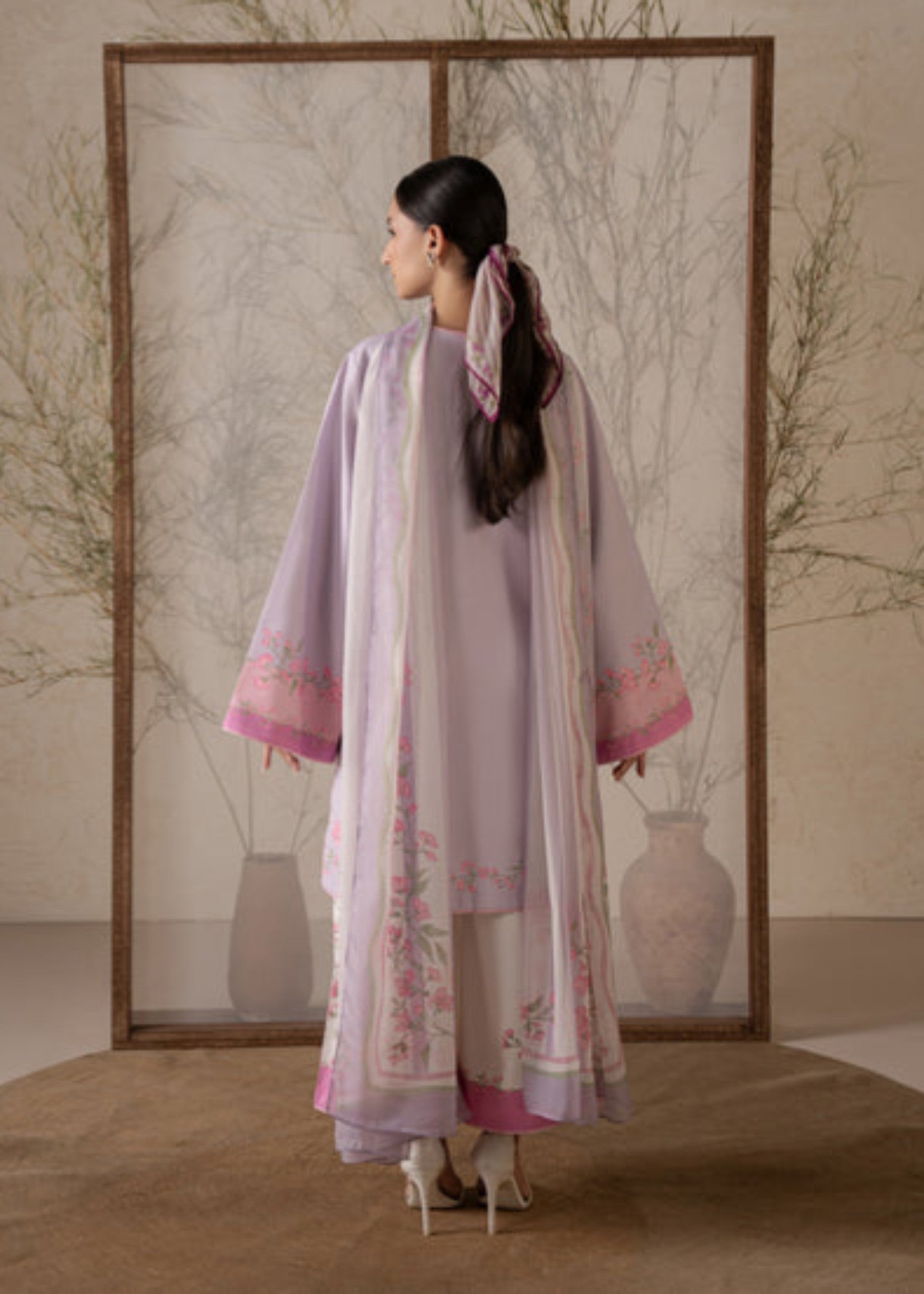 crepe Kurta Set in Lilac