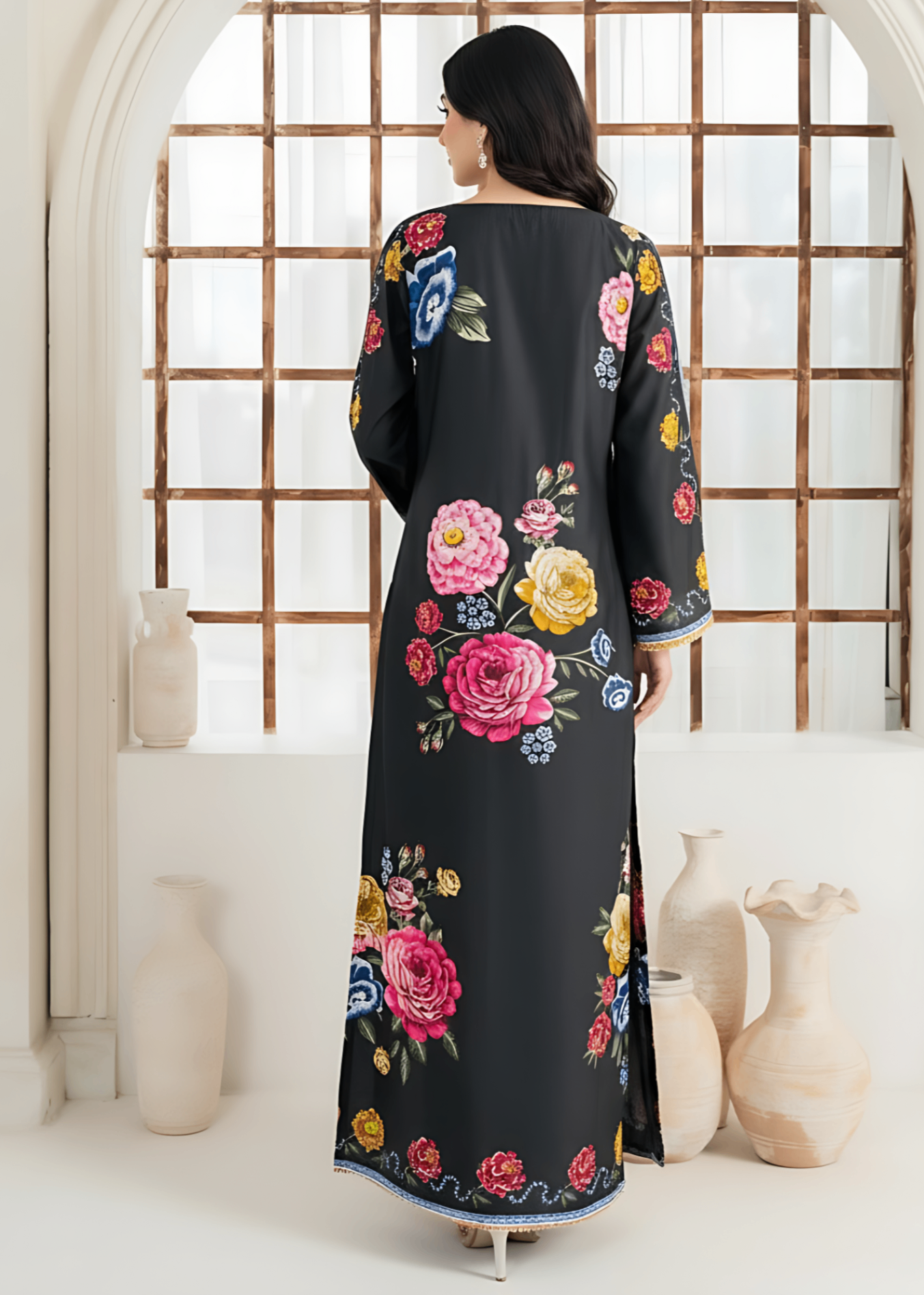 silk Kurti in Jet black