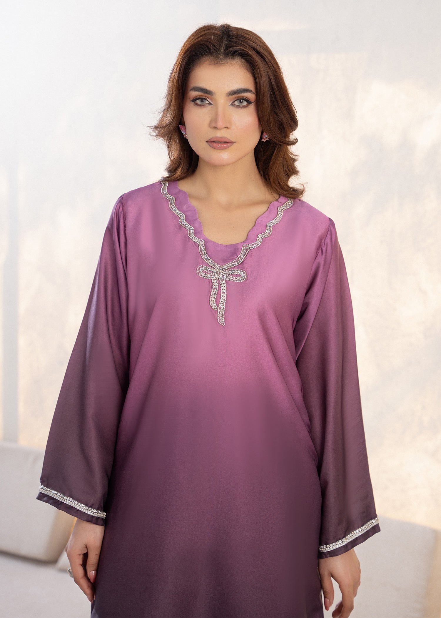 silk Kurti in Magenta haze