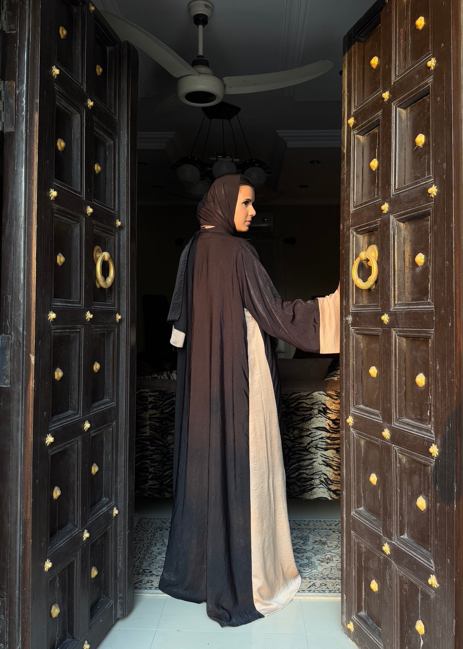 crepe georgette Abaya in Black