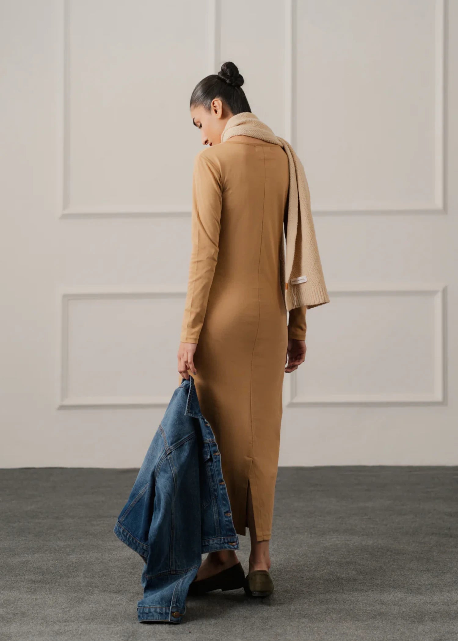 cotton Dress in Camel brown