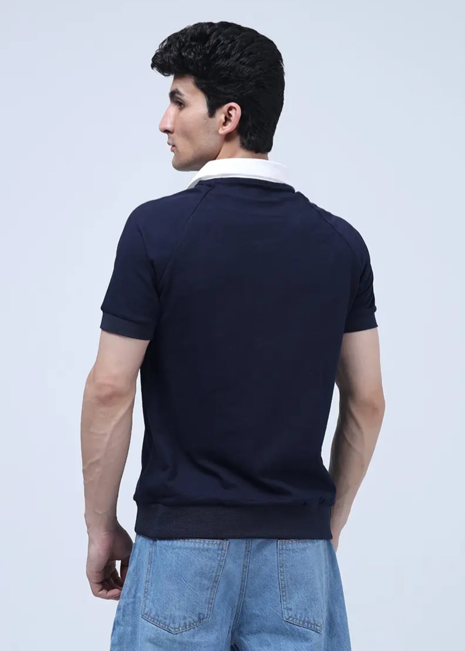 cotton Polo Shirt in Blue by Oh So Fit