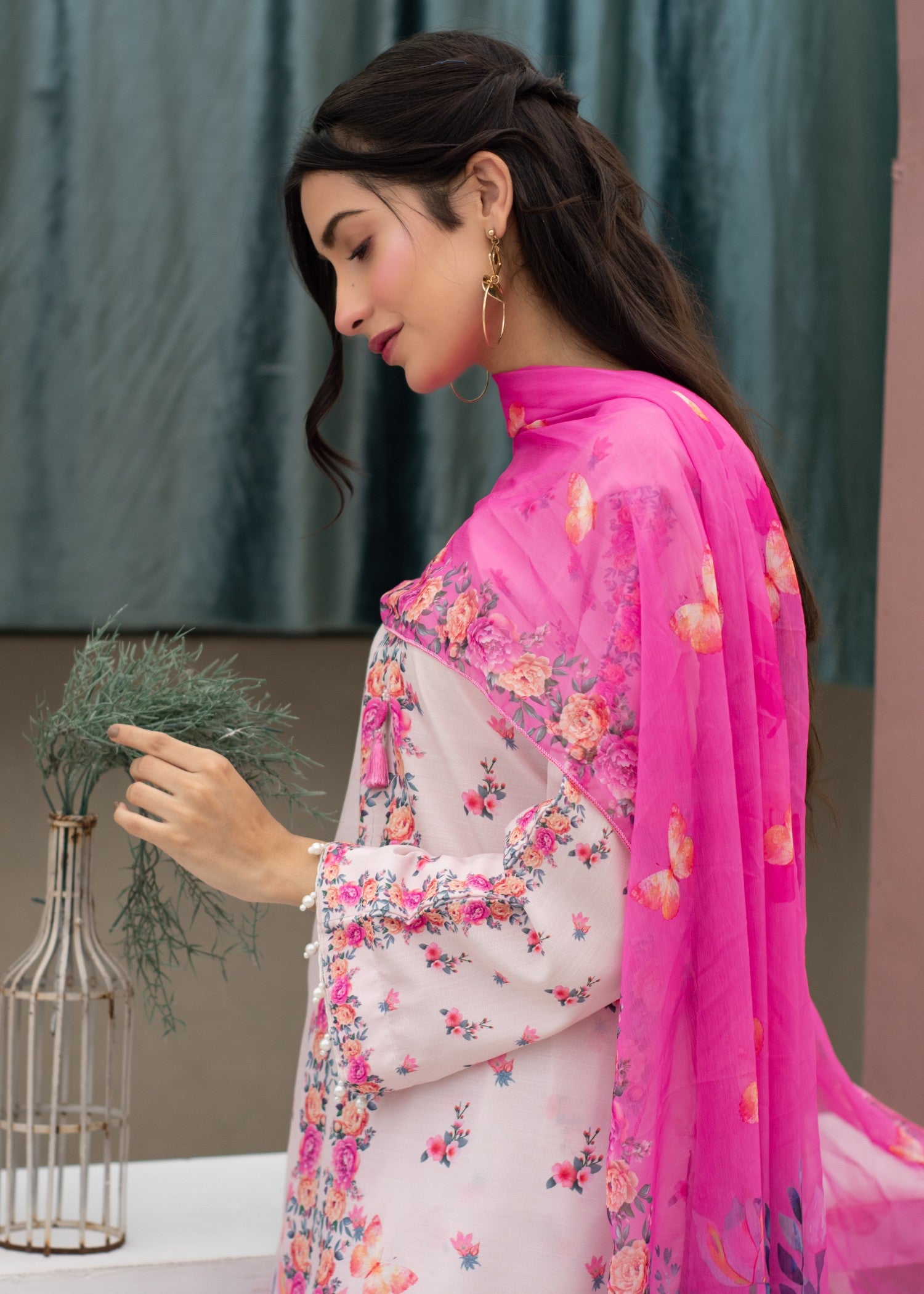 lawn Kurta Set in Pink