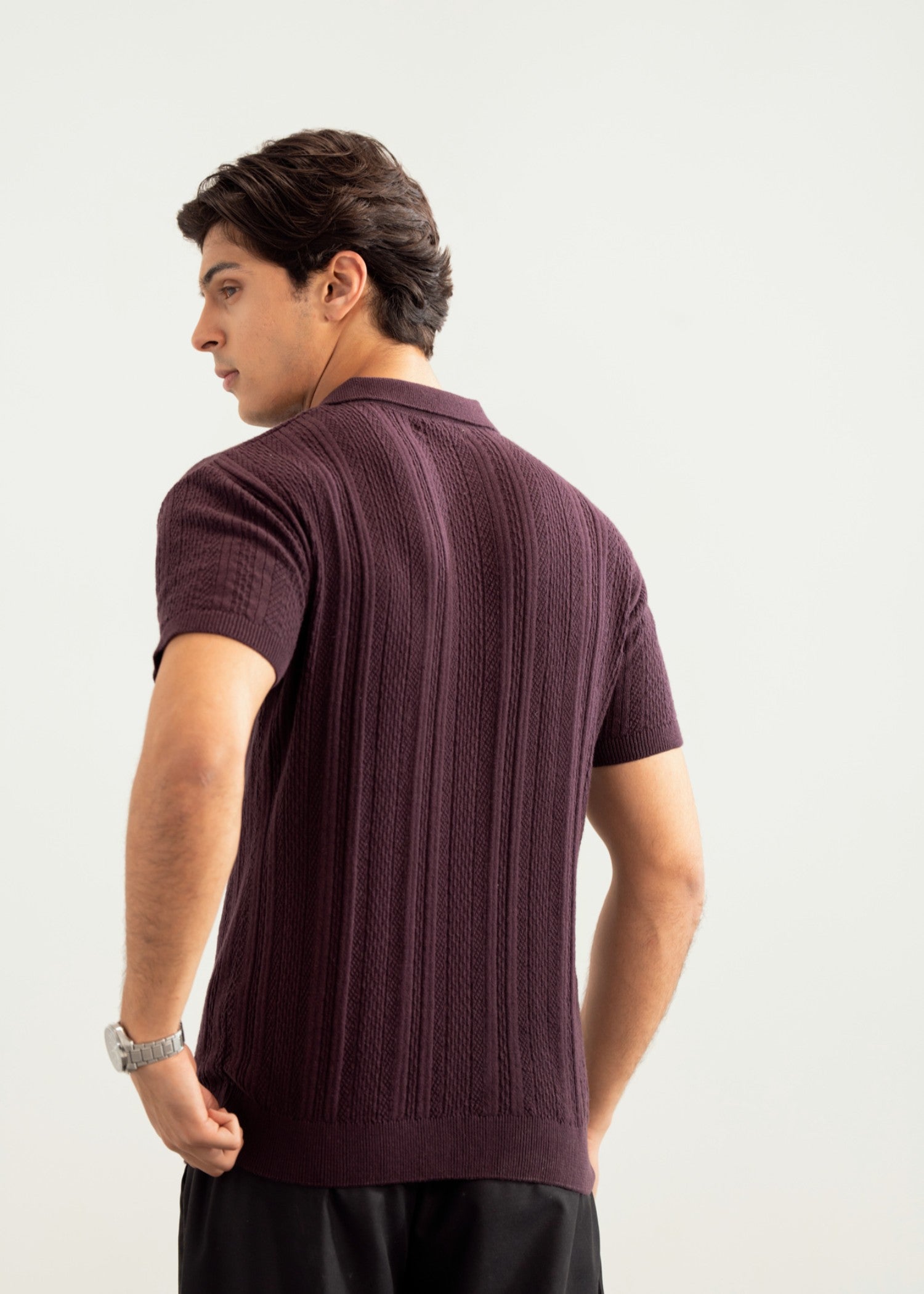 cotton Polo Shirt in Plum purple