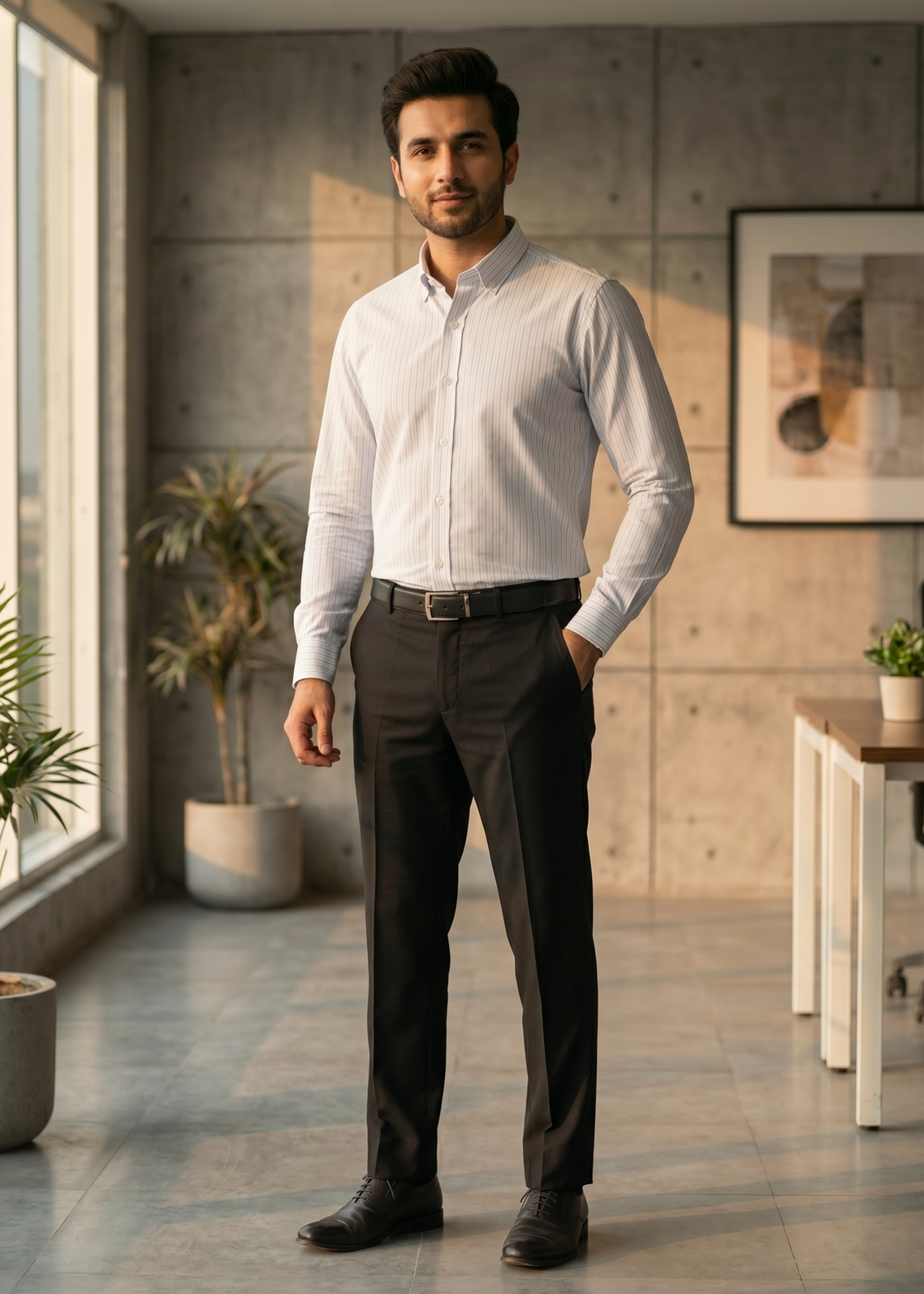 cotton Formal Shirt in Off-white
