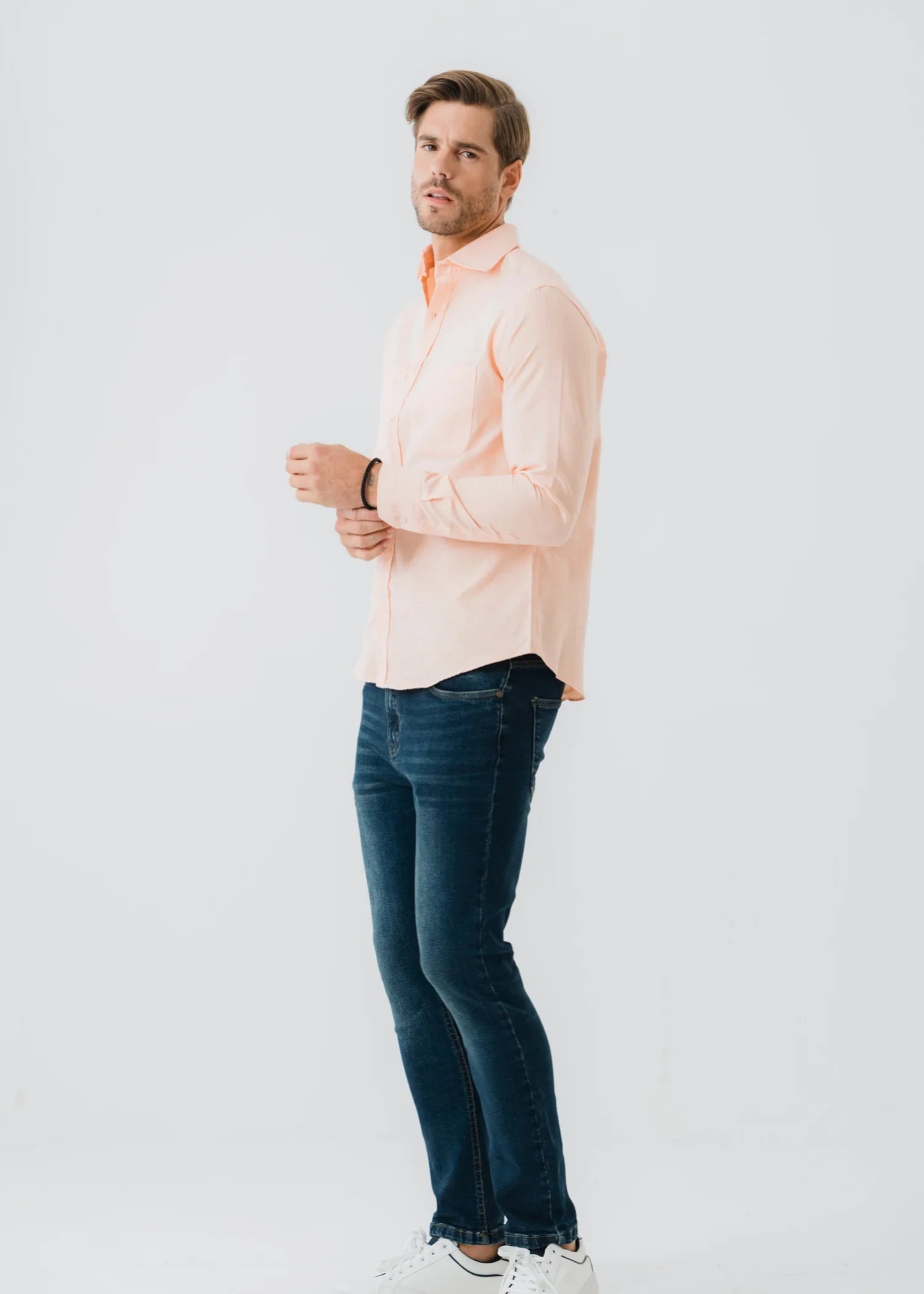 cotton Casual Shirt in Peach orange