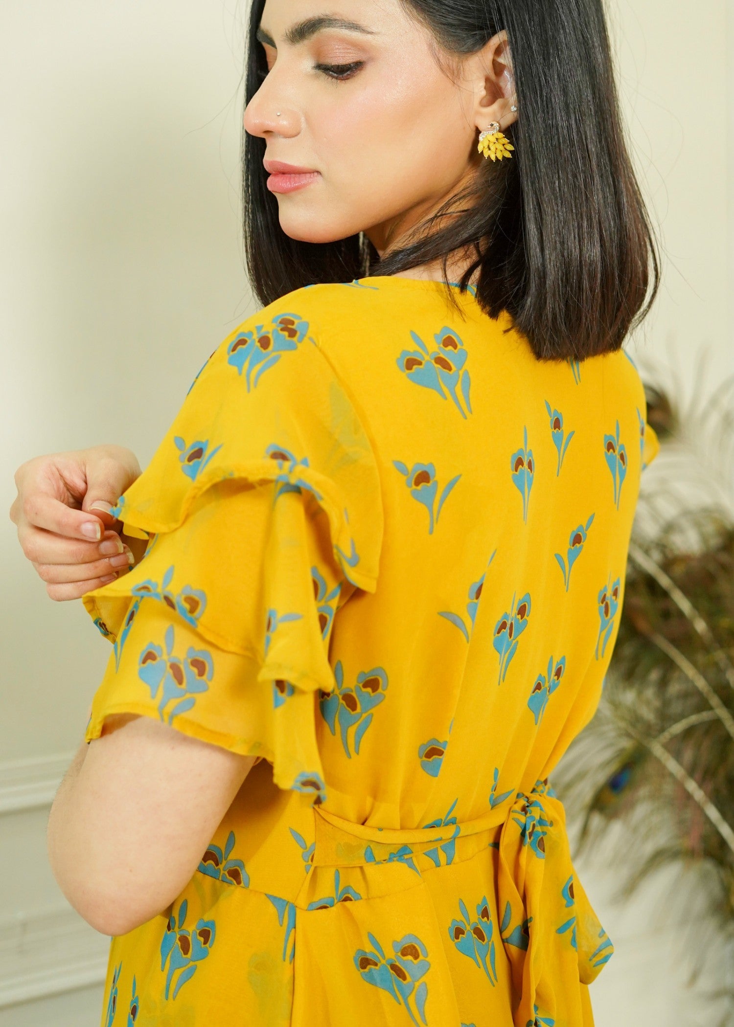 georgette Dress in Yellow