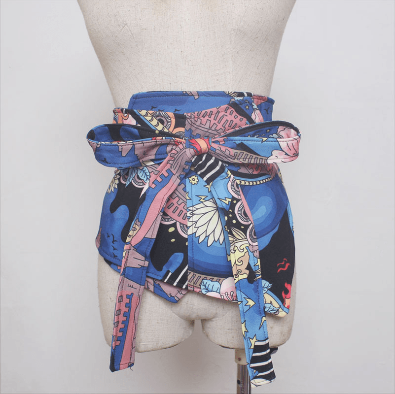 Painted Abstract Suit Material for Ladies with a Wide Waist Girdle