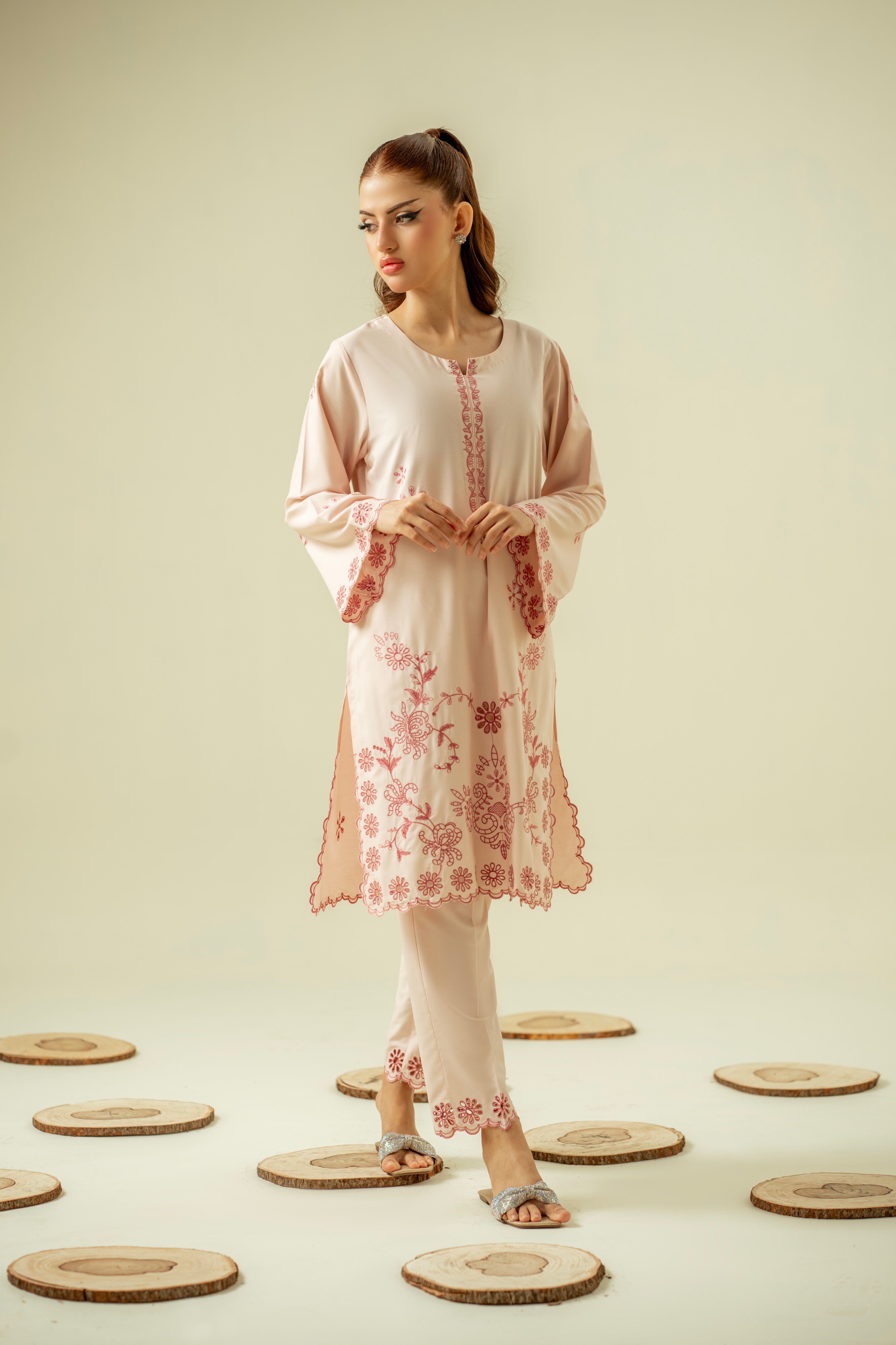 wash & wear Kurta Set in Pastel pink