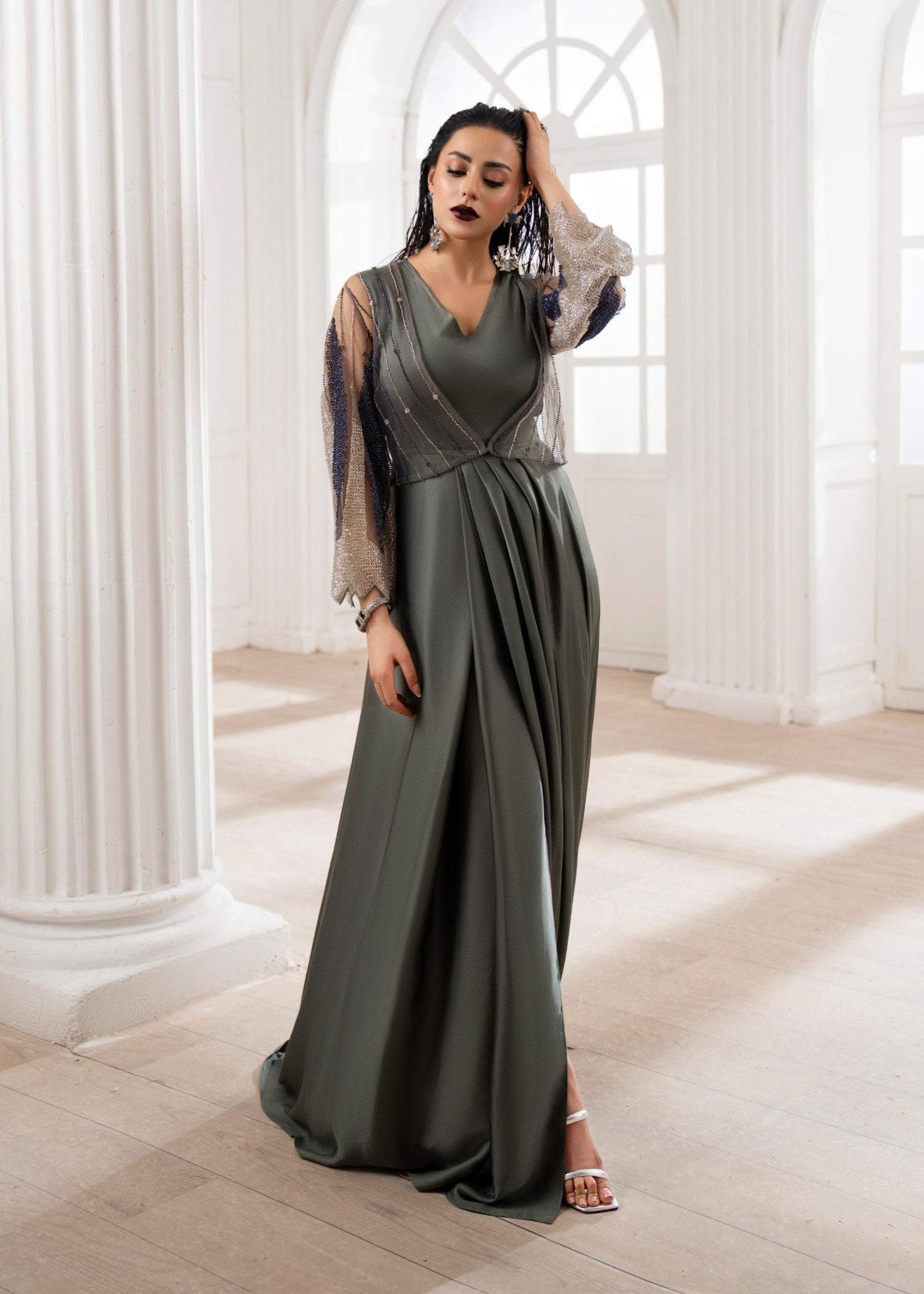 silk charmeuse Dress in Grey