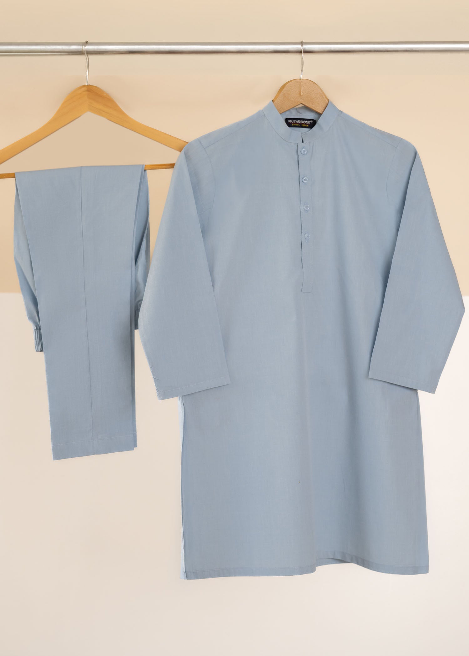 chambray Kurta Set in Ice blue