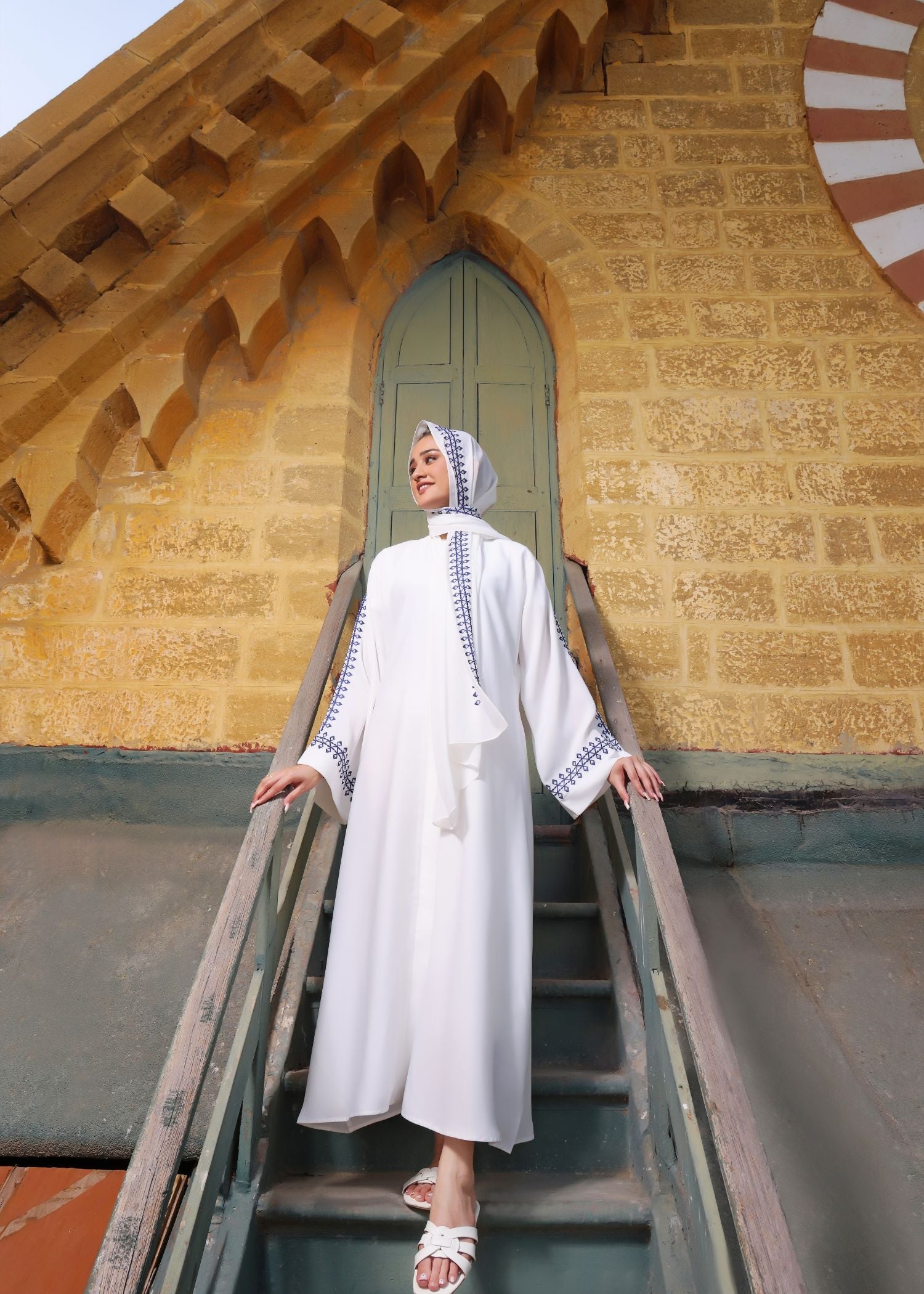 polyester Abaya in White