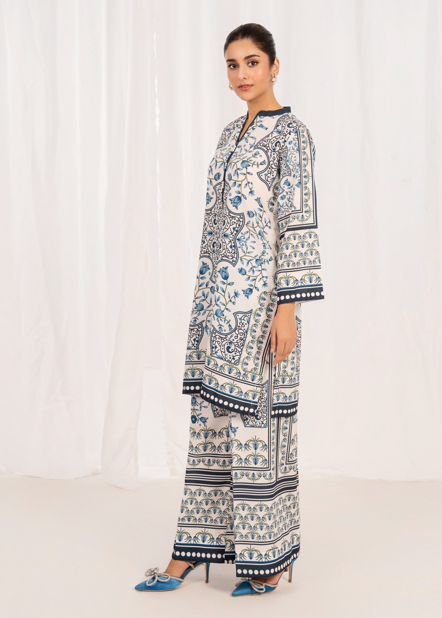 poly silk Co Ord Sets in White