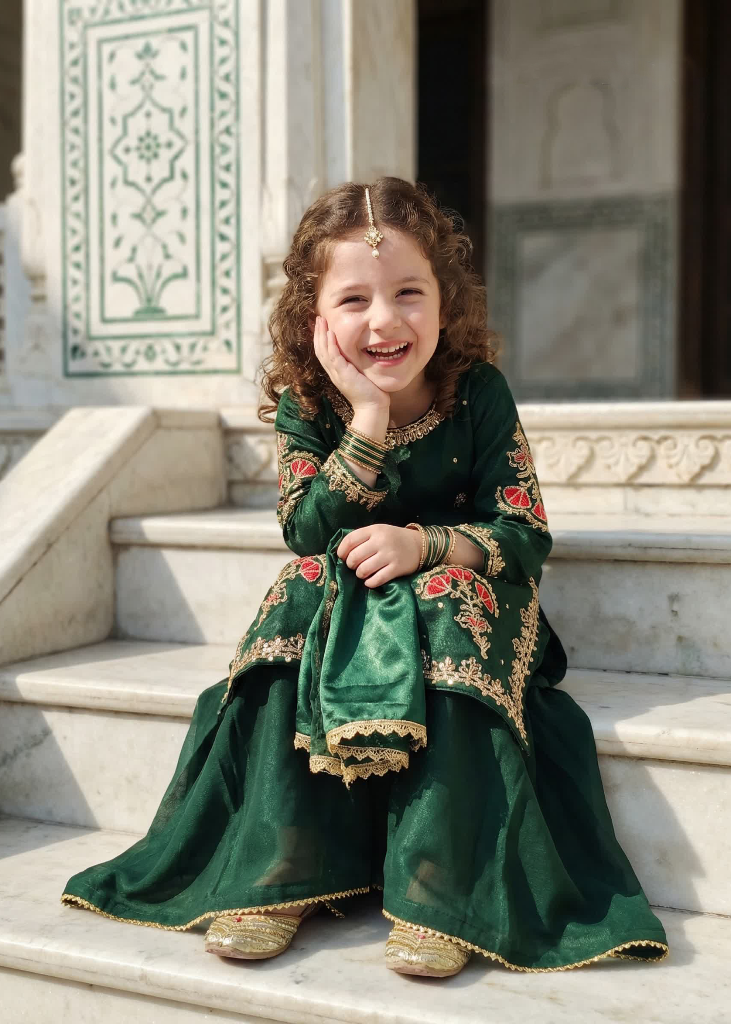 chiffon Sharara in Bottle green