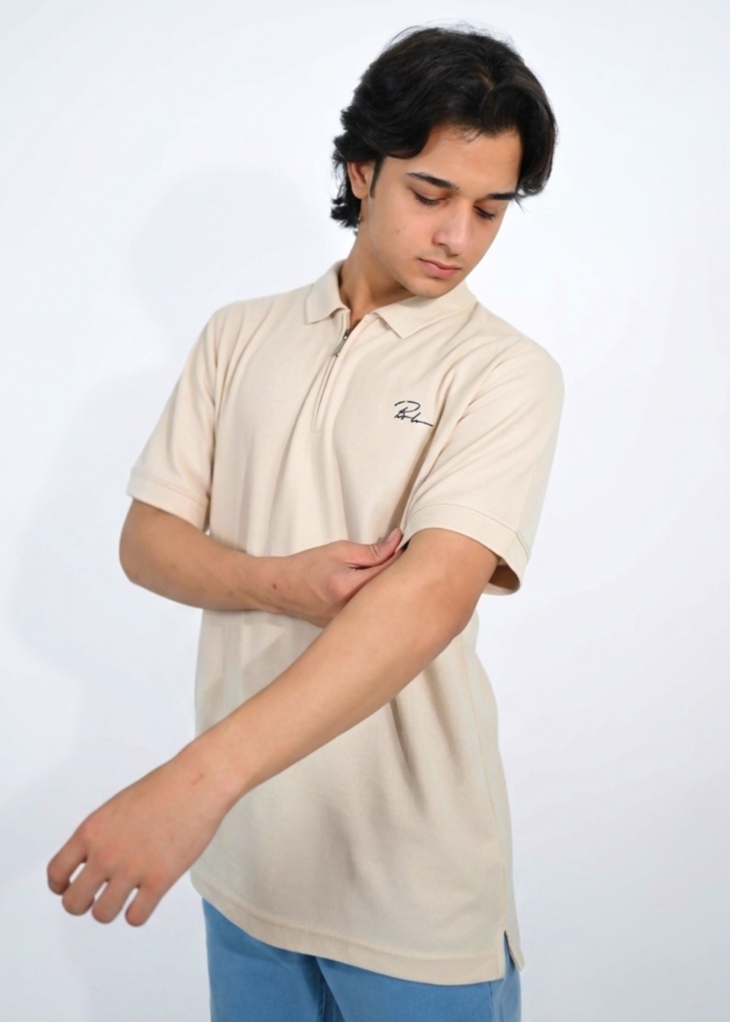 polycotton Polo Shirt in Beige