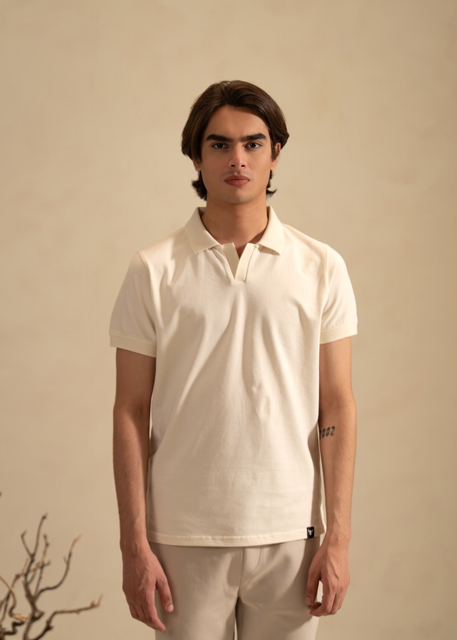 cotton-spandex Polo Shirt in Off-white