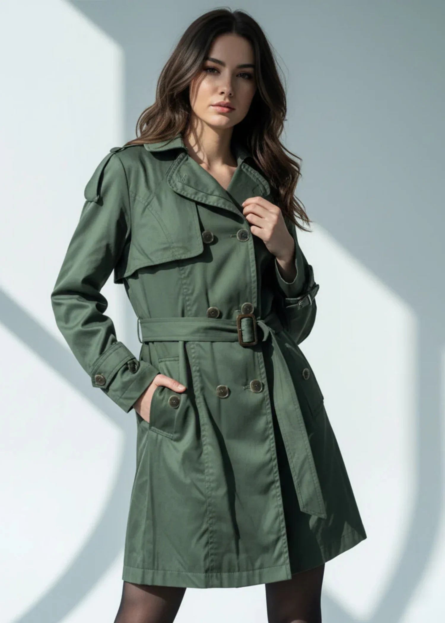 acrylic wool Coat in Olive green