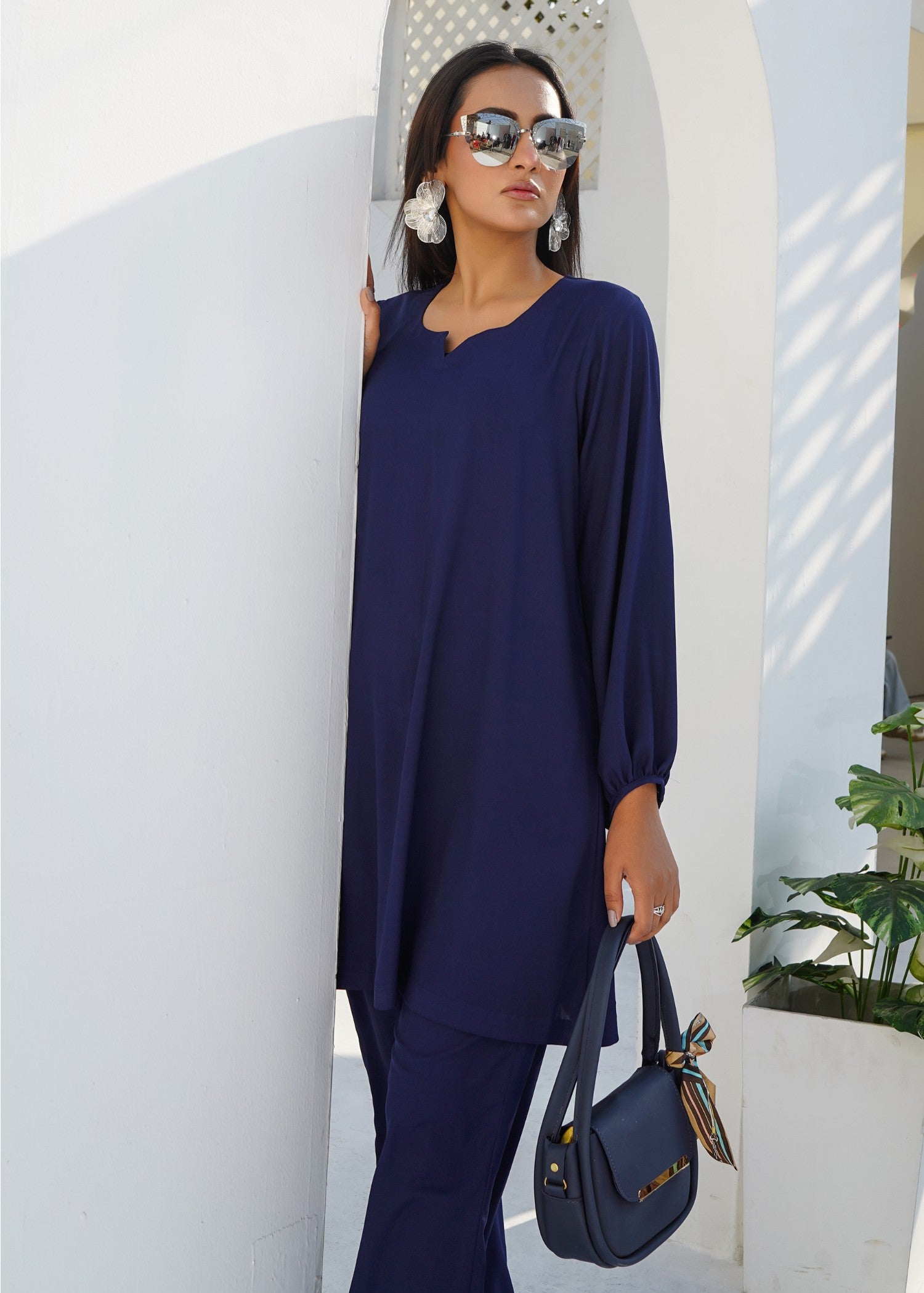 silk georgette Co Ord Sets in Navy blue