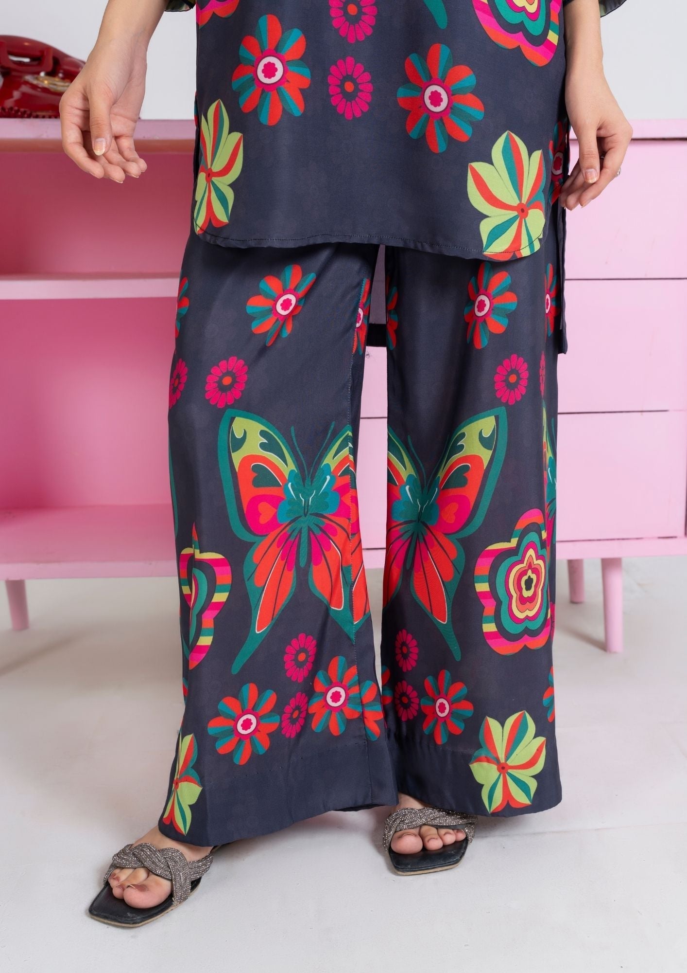 poly silk Co Ord Sets in Moonlight blue