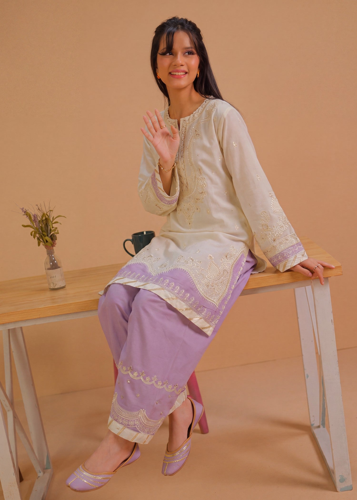 lawn Co Ord Sets in Cream, off-white