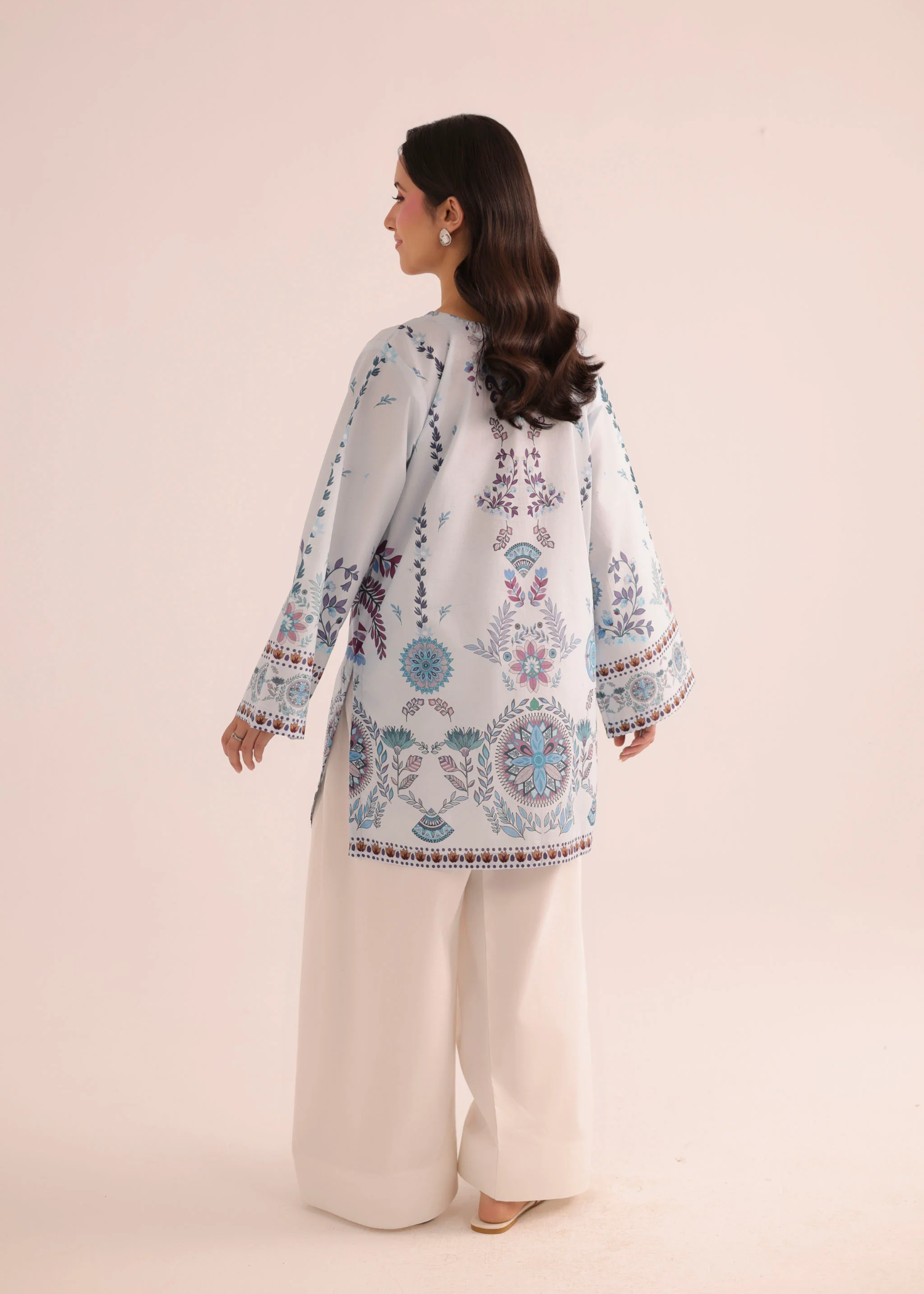 poly lawn Kurti in Ice blue