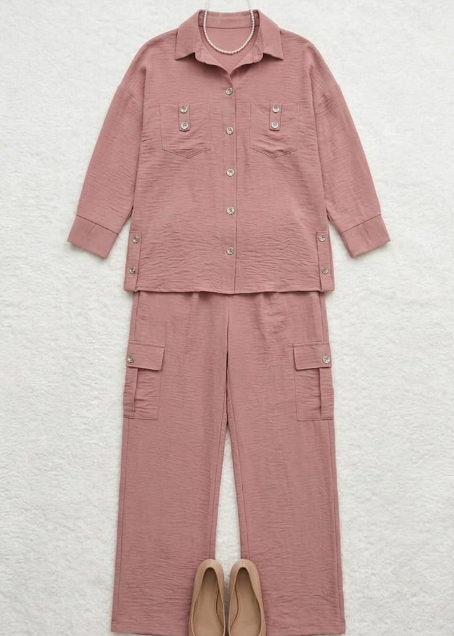cotton jersey Co Ord Sets in Rose pink