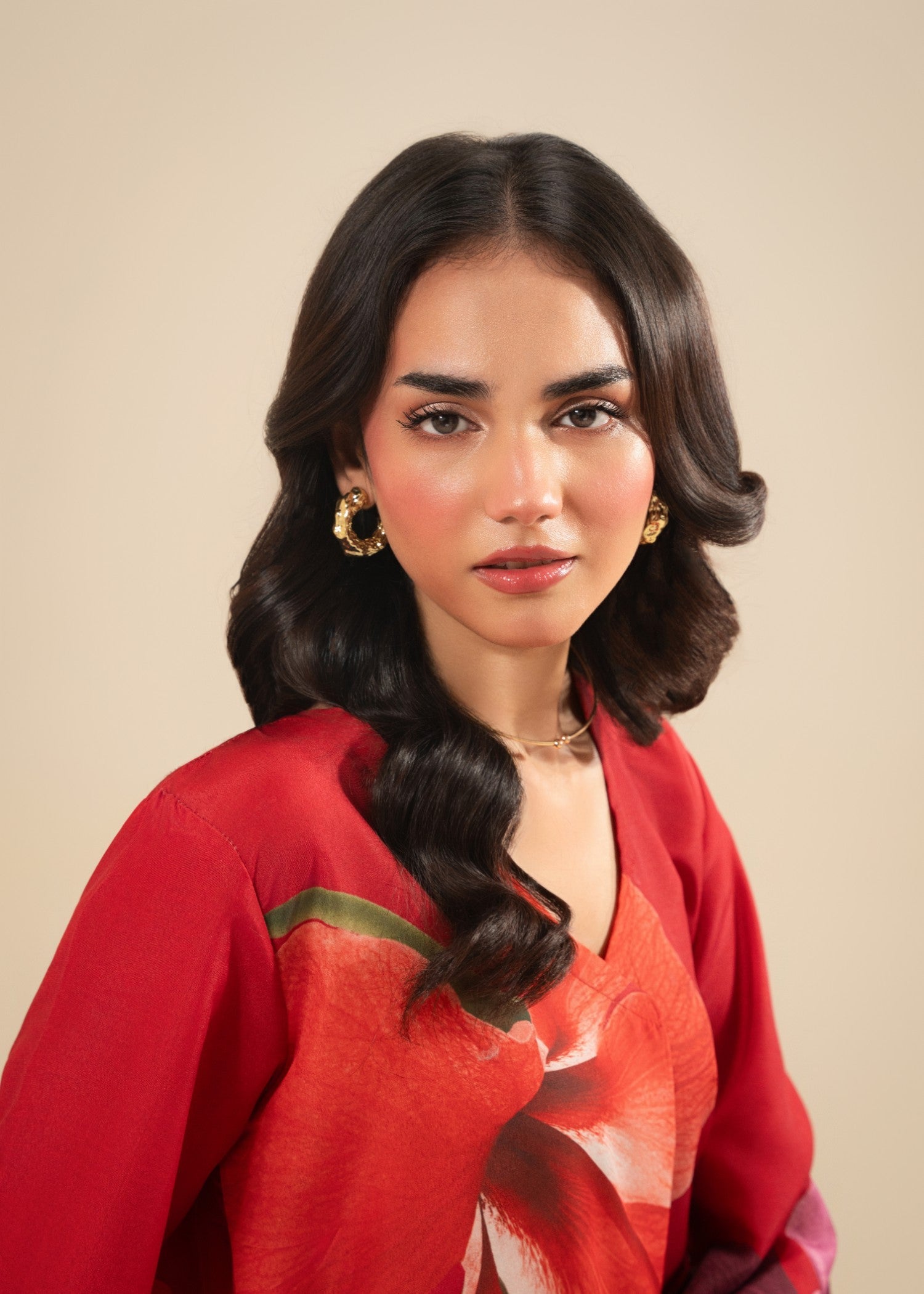 korean raw silk Kurta Set in Red