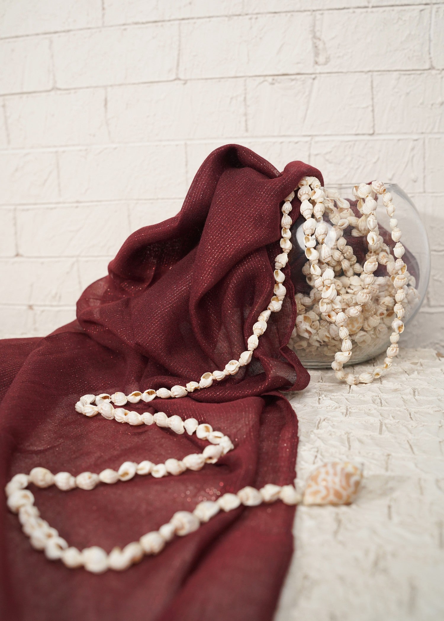 zari lawn Hijab in Dark raspberry