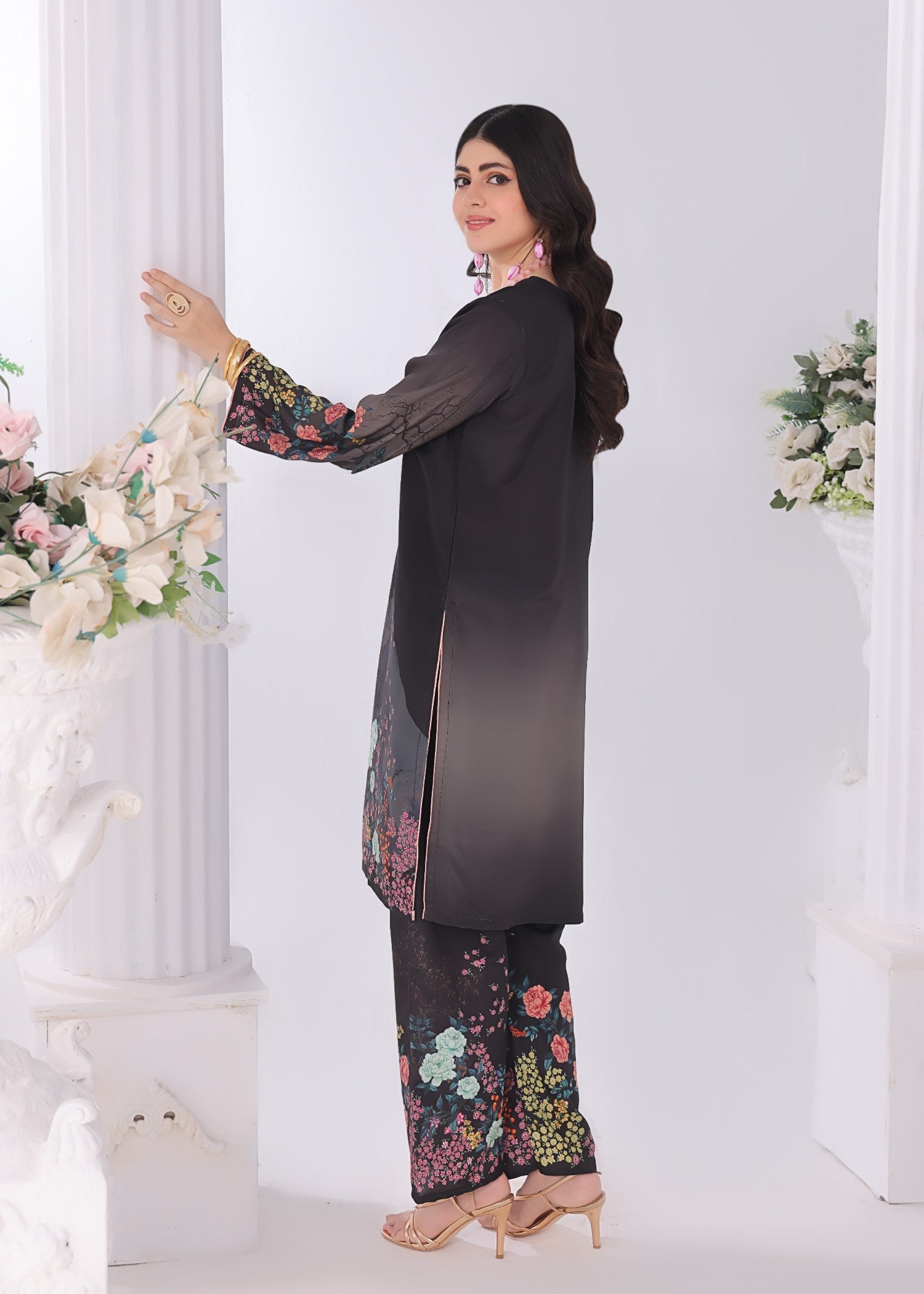 poly lawn Co Ord Sets in Black, slate black