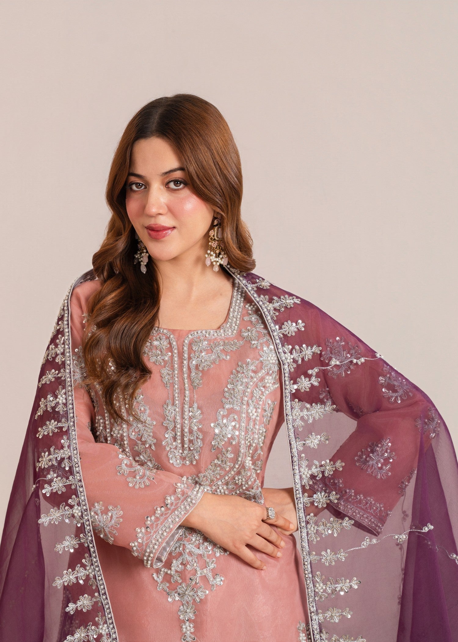 organza Sharara in Pastel pink