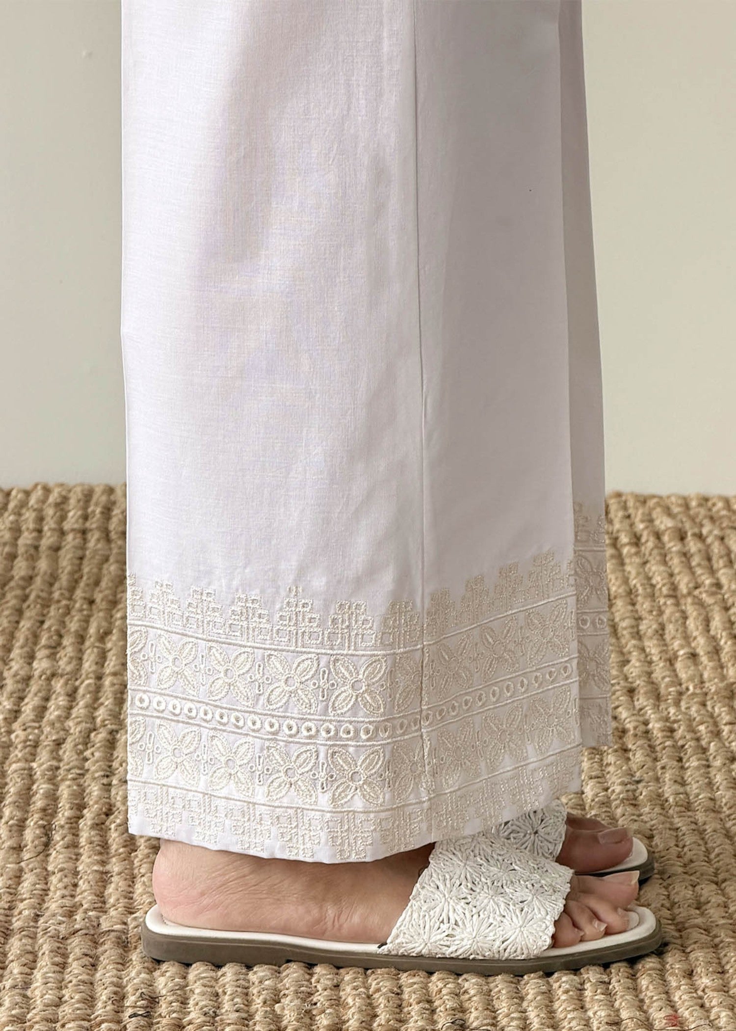 cambric cotton Trousers in White