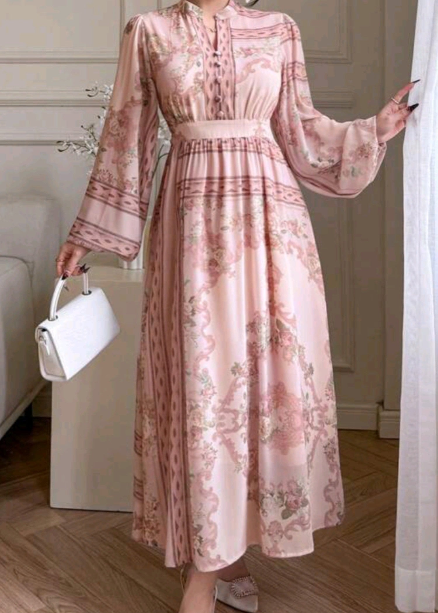chiffon polyester Frock in Pink