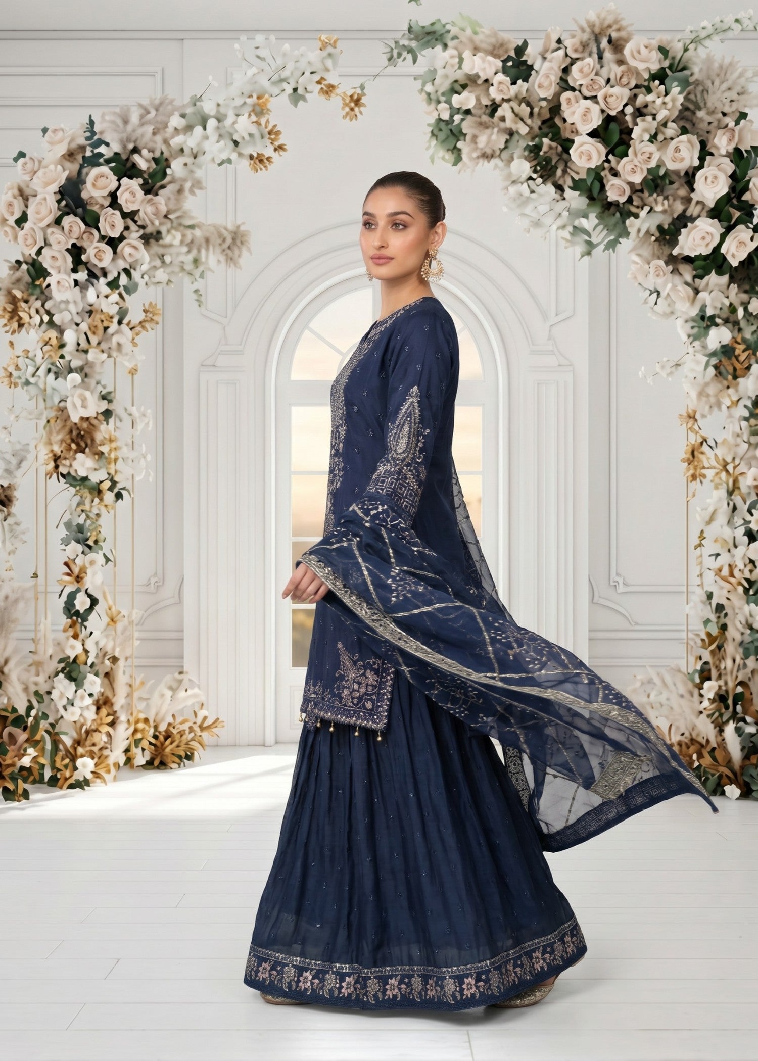 viscose Lehenga in Navy blue
