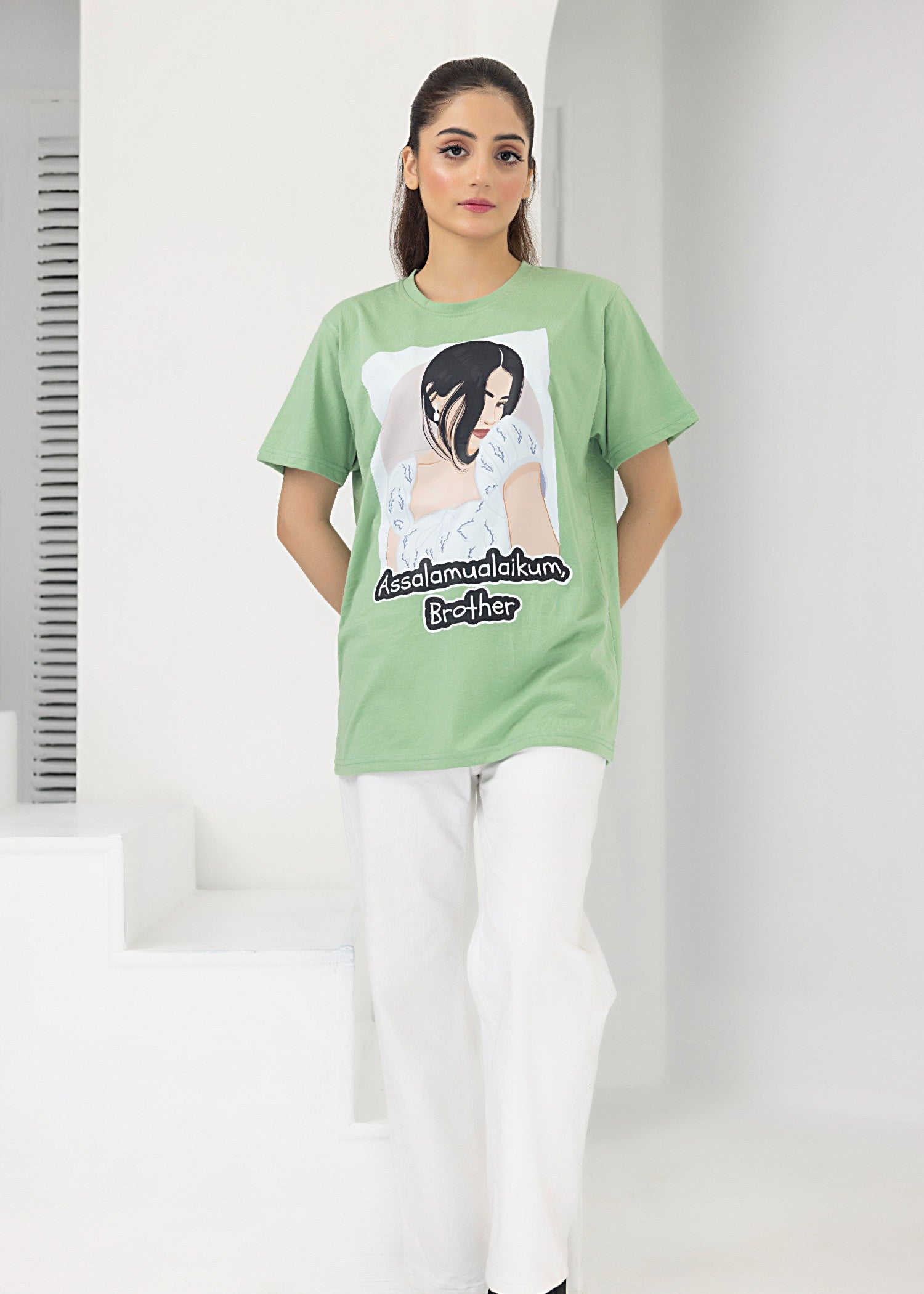 single jersey knit T Shirt in Pastel green